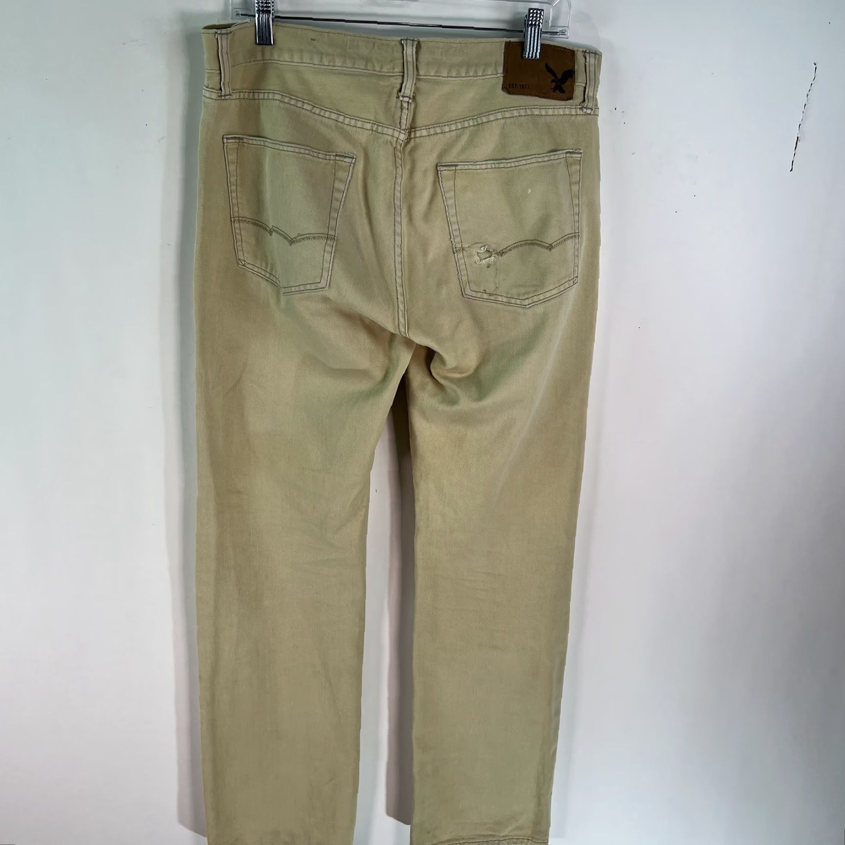 American Eagle Outfitters American Eagle Outfitters Mens Jeans Beige Denim Straight Leg Casual Size 32X34 Size US 32 / EU 48 - 2 Thumbnail