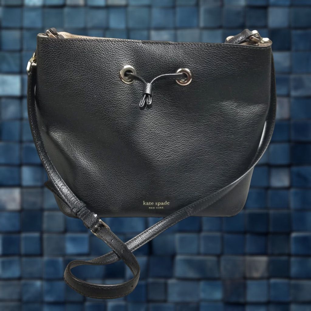 VINTAGE Kate Spade Leather Bucket Bag Large Black Women's