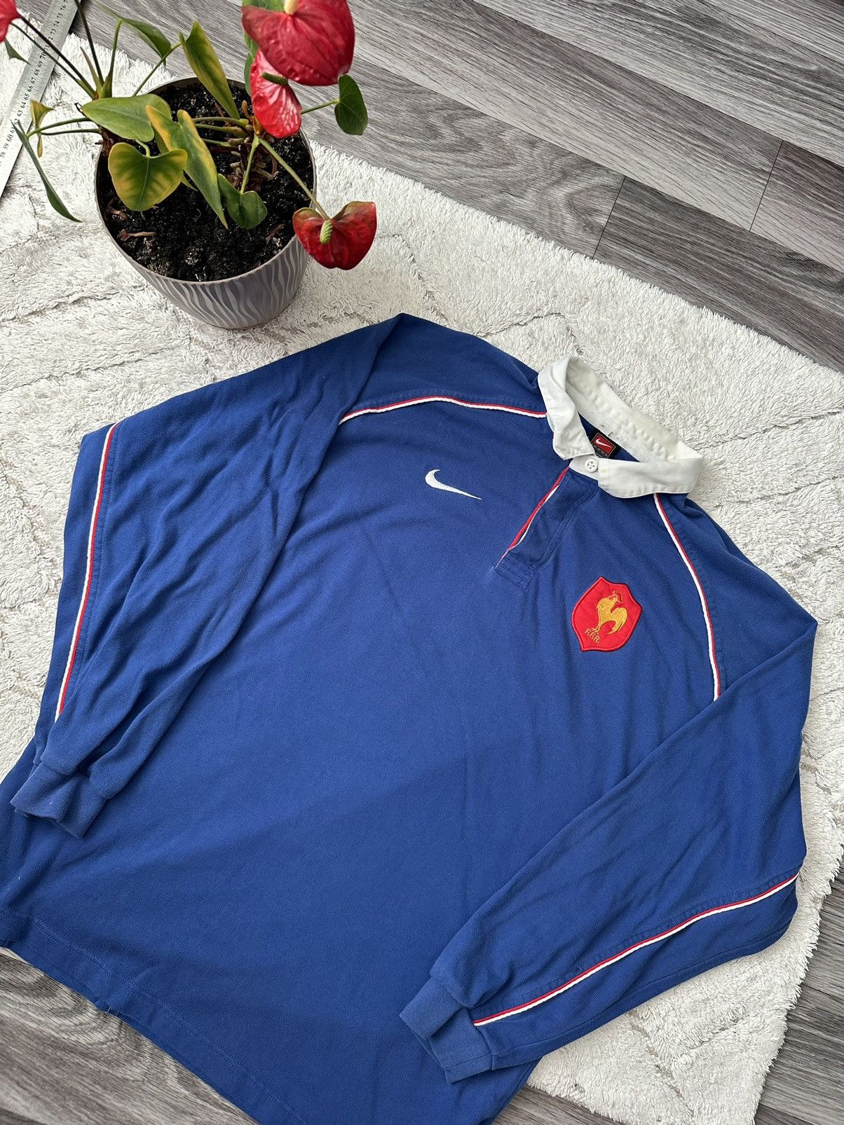Nike Nike Vintage 90s France Rugby Union Blue Longsleeve Jersey Size US XL / EU 56 / 4 - 2 Thumbnail