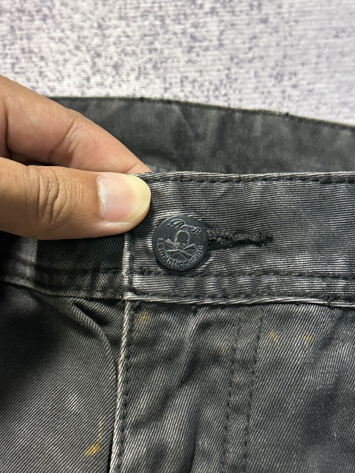 If Six Was Nine ROEN X Sematicdesign Black Rust Strech Bondage Denim Jeans Size US 32 / EU 48 - 9 Thumbnail