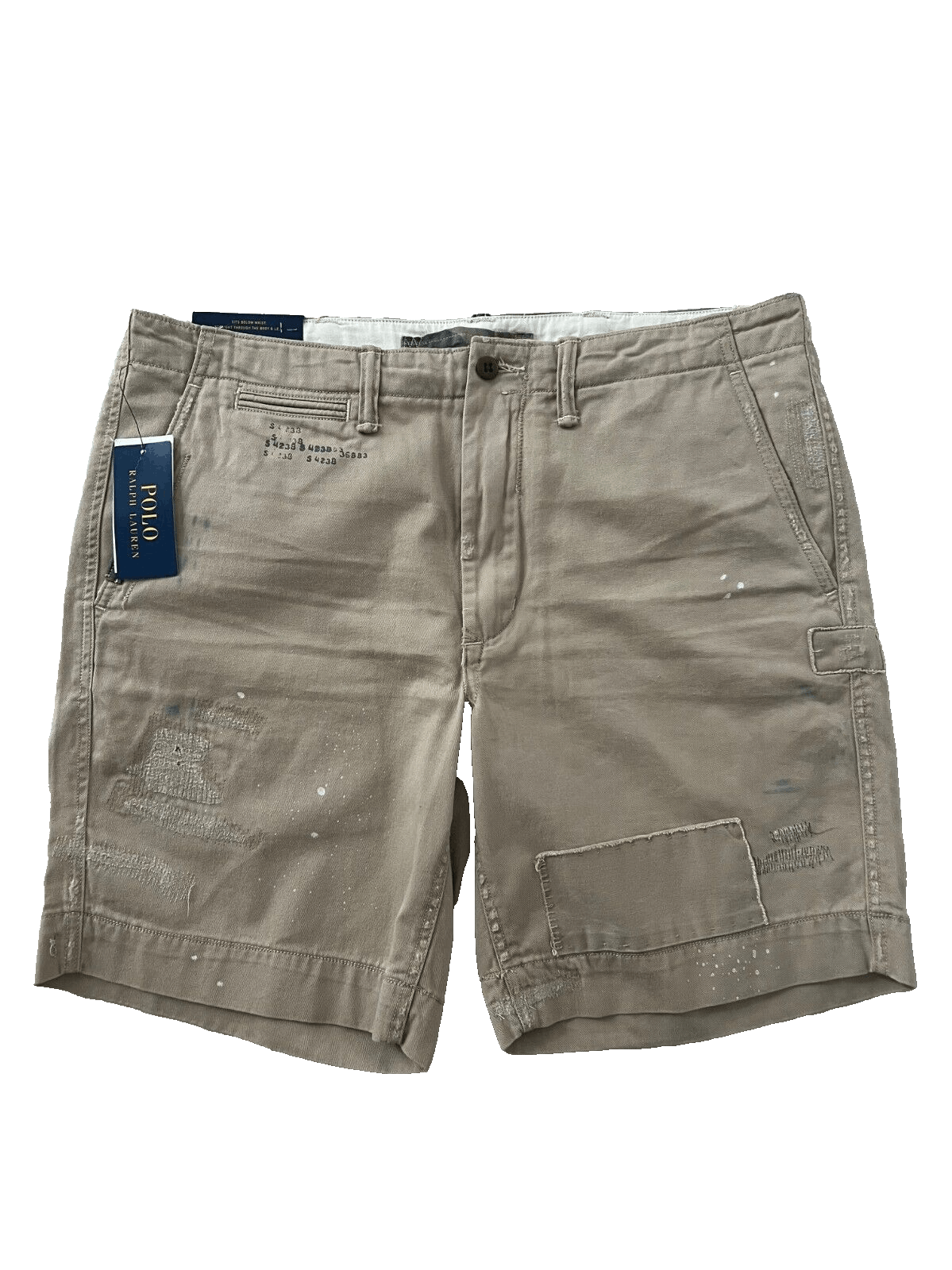 Polo Ralph Lauren Polo Ralph Lauren Distress Khaki Splatter Shorts ( 34 ) Size US 34 / EU 50 - 1 Thumbnail