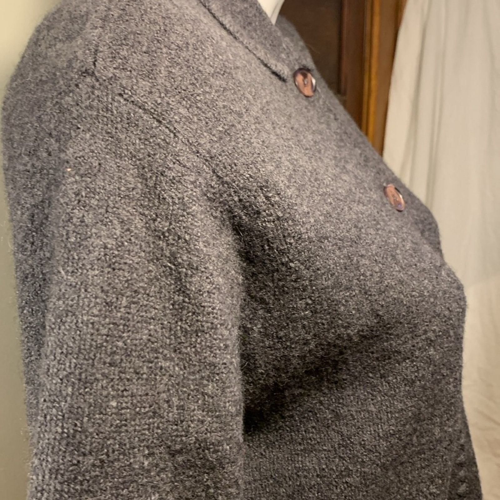 Vintage Squaw Valley gray wool cardigan sweater with whipstitch trim Size L / US 10 / IT 46 - 8 Thumbnail