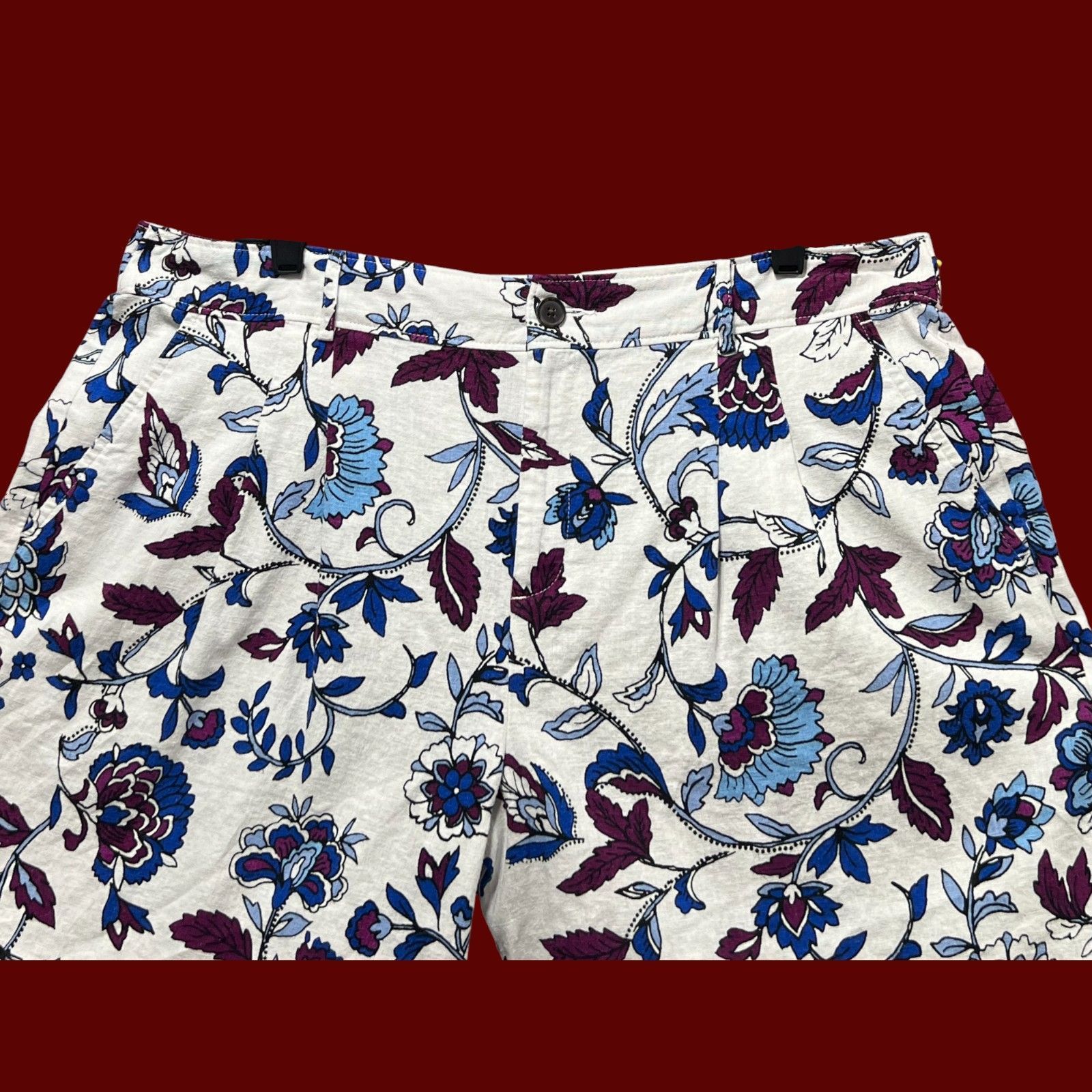 Other Liz Claiborne - Women's Mid-Rise Pleated Short - White Flora Size 36" / US 14 / IT 50 - 17 Thumbnail