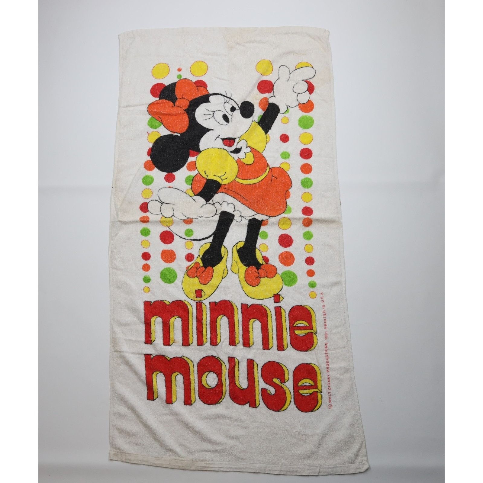 Disney Vintage 80s Walt Disney Productions Minnie Mouse Towel Size ONE SIZE - 1 Thumbnail