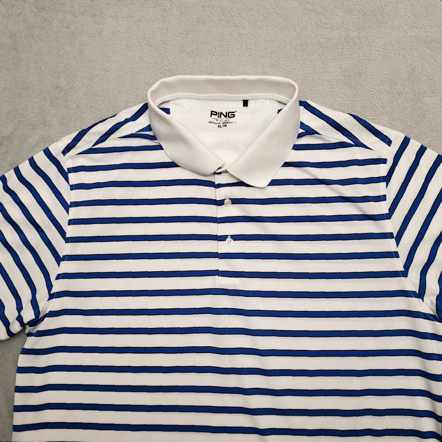 Vintage Ping Shirt Mens XL Blue Striped Performance Polo Golf Casual Size US XL / EU 56 / 4 - 2 Thumbnail