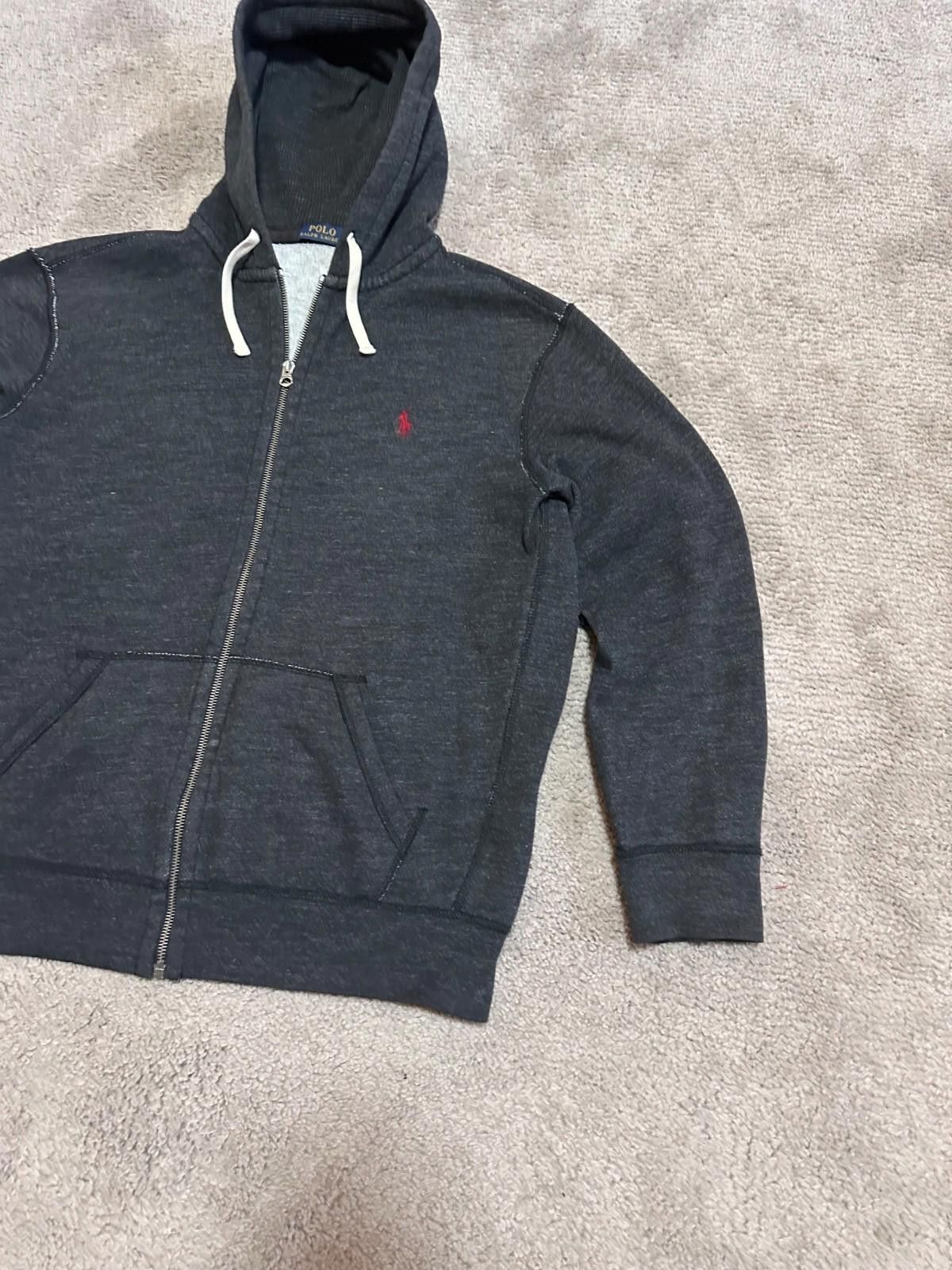 Polo Ralph Lauren VTG Polo Ralph Lauren Dark Grey Black Hoodie Logo Sz XL Size US XL / EU 56 / 4 - 4 Thumbnail