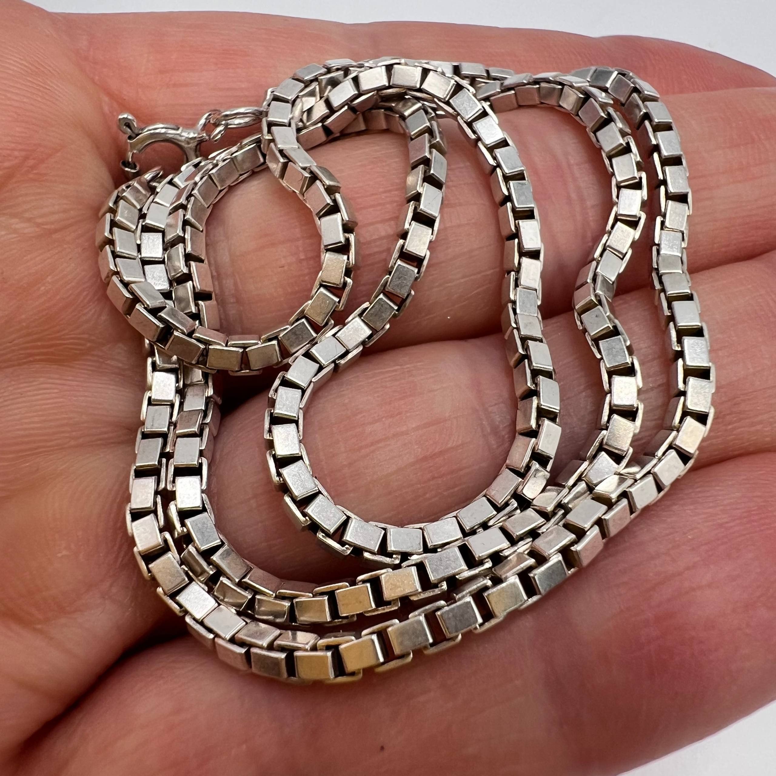 Sterling Silver Vintage Sterling Silver 925 Box Chain Necklace 41cm 11.3g Size ONE SIZE - 6 Thumbnail