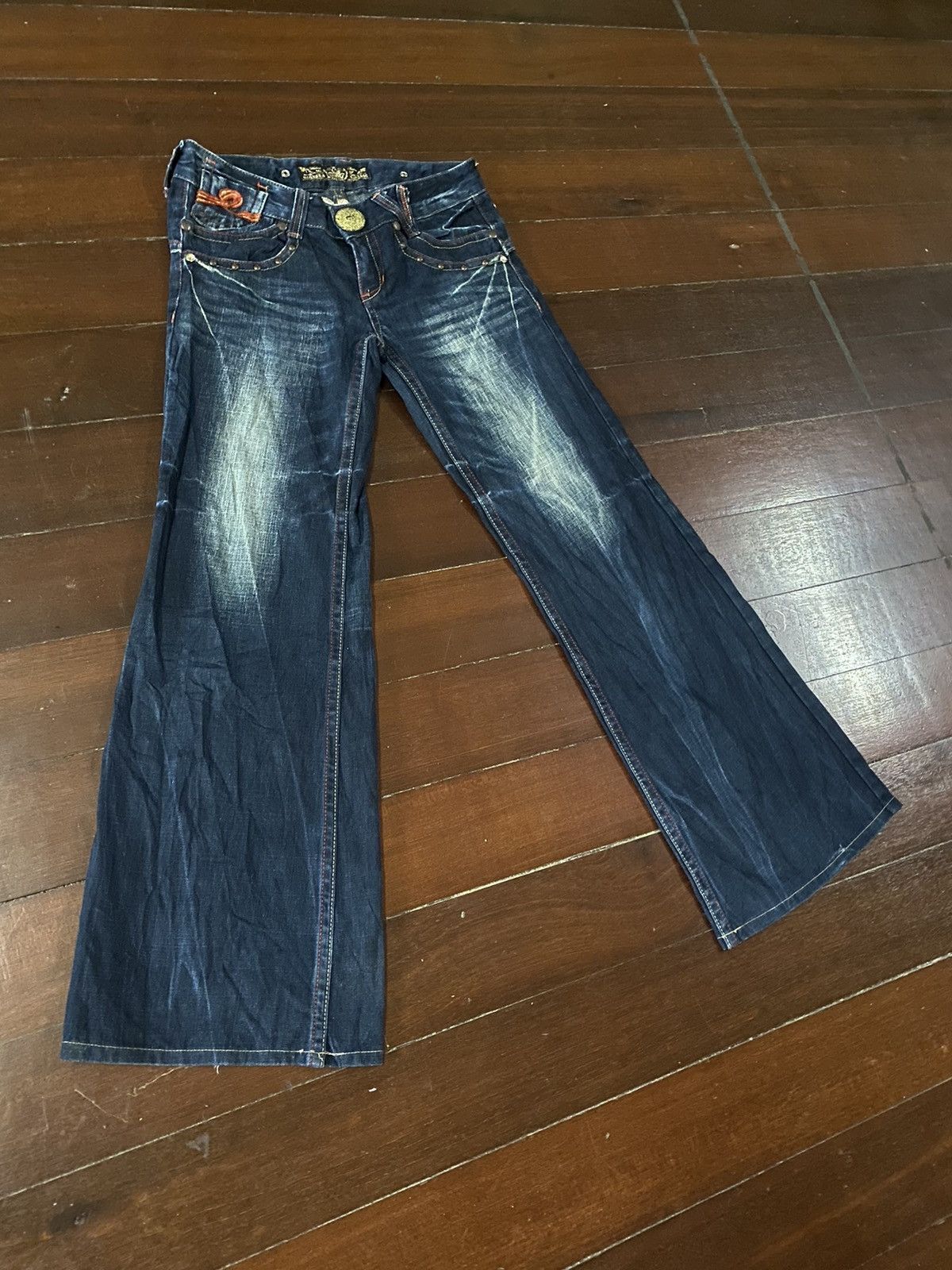 JNCO FIRE 🔥 RIOBERA DENIM FLARE JEANS LOW RISE EMBROIDERED STUDD Size 34" / US 12 / IT 48 - 2 Thumbnail