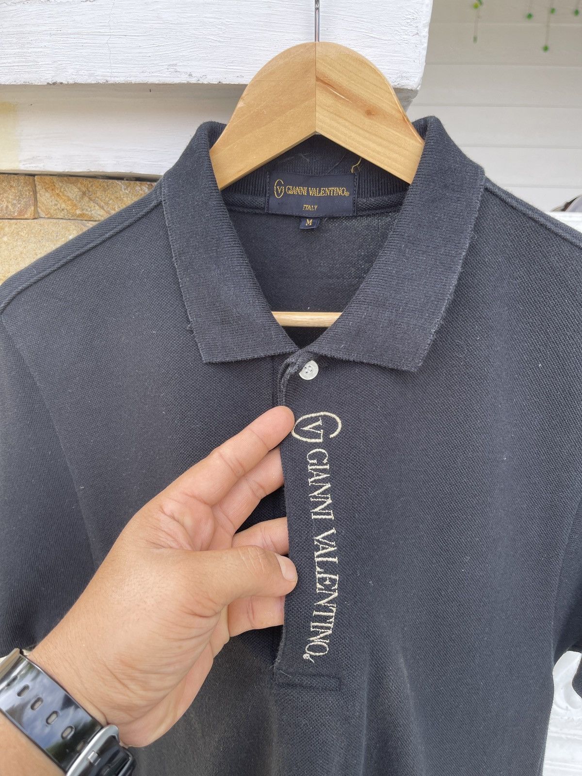 Gianni Valentino × Vintage Last Drop🔥Rare🔥Vintage GIANNI VALENTINO Spellout Polo Shirt Size US M / EU 48-50 / 2 - 9 Thumbnail