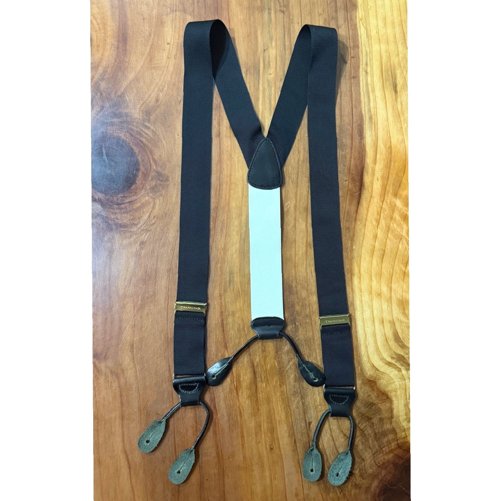 Vintage Trafalgar Suspender Leather Black Clip Men One Size Vintage No Dragon Knit Sturdy 1.5 width B3-5 Size ONE SIZE - 3 Thumbnail