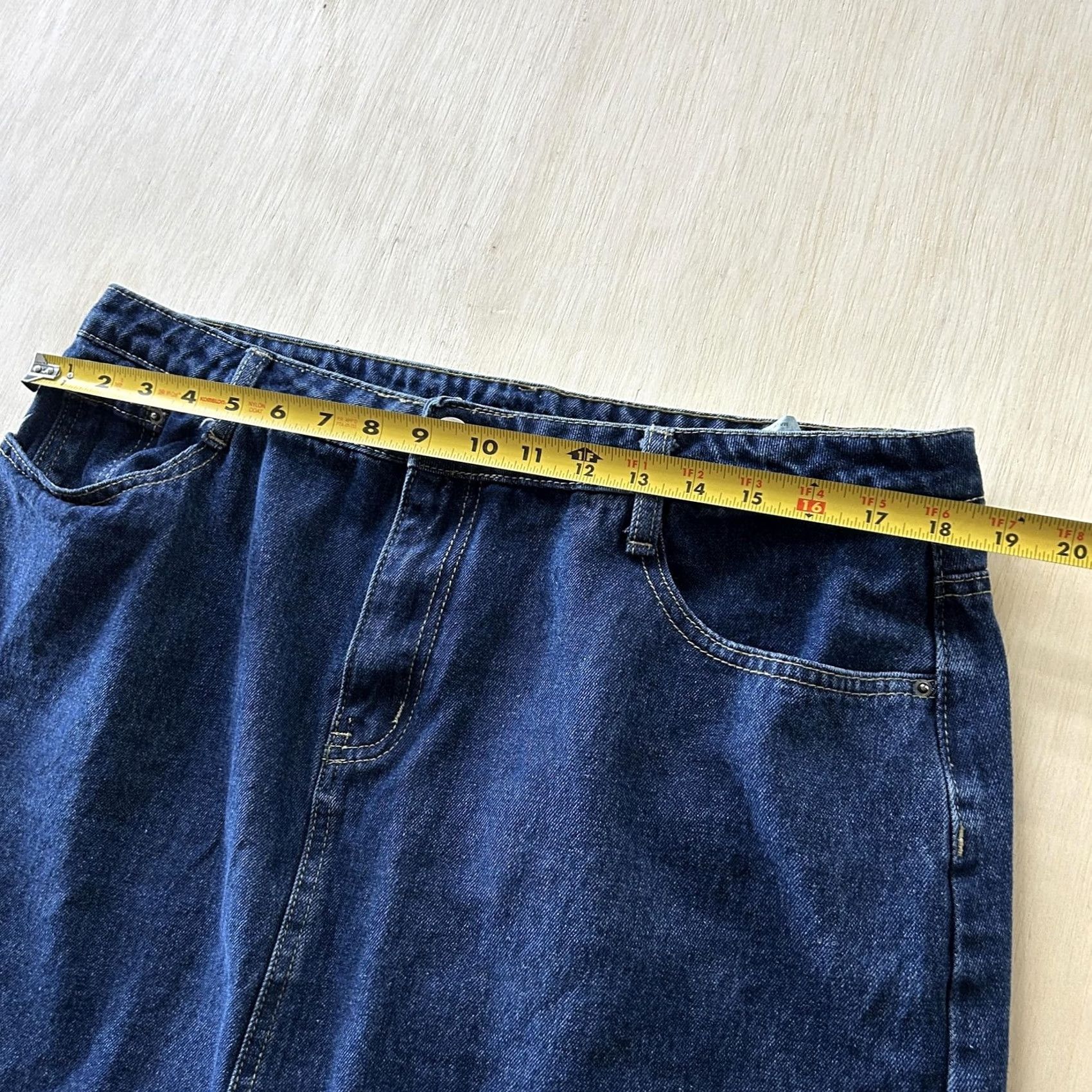 Denime Vintage 90s Chouyatou Skirt Womens XL Blue Denim Mini Elastic Waist Stretch Size 40" / US 18 - 5 Thumbnail