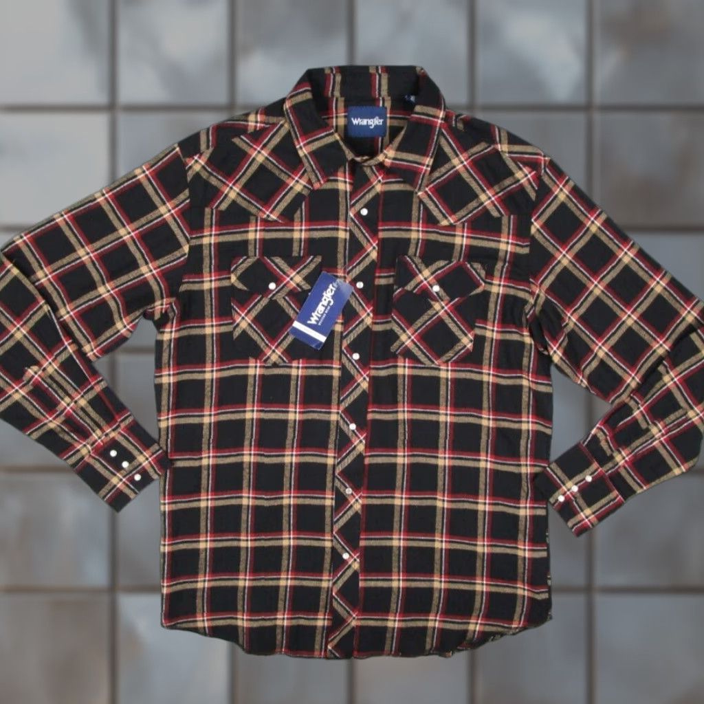 Wrangler Wrangler Shirt Mens Large Black Plaid Flannel Button Up Work Pearl Snaps Rancher Size US L / EU 52-54 / 3 - 1 Thumbnail
