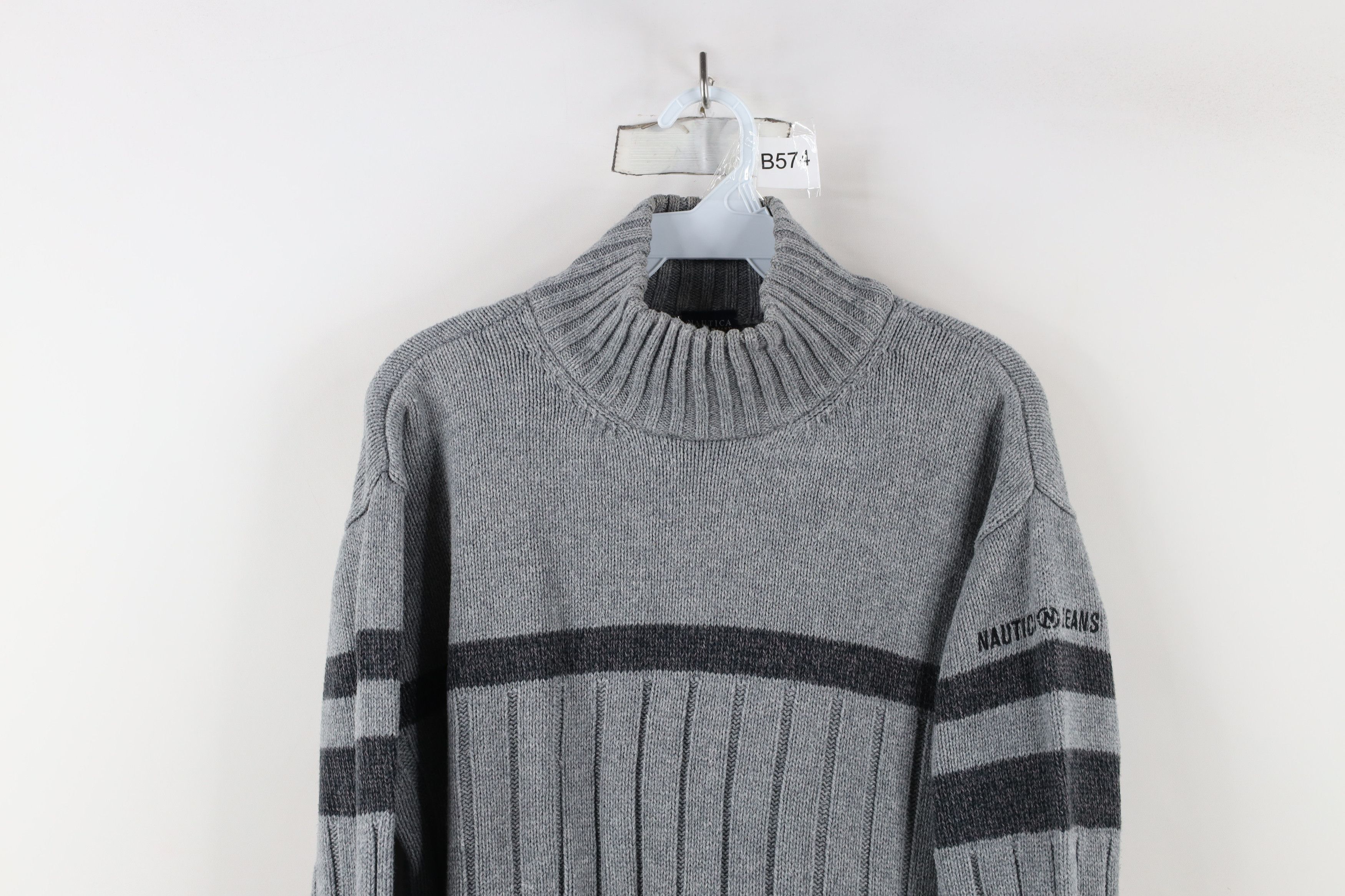 Nautica × Vintage Vintage 90s Nautica Heavyweight Ribbed Mock Neck Sweater Size US M / EU 48-50 / 2 - 2 Thumbnail