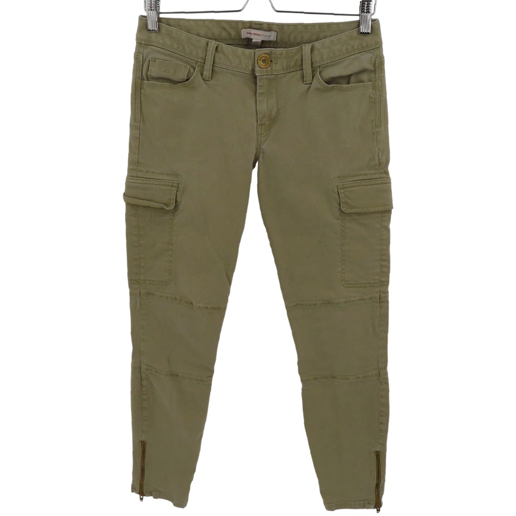 Banana Republic Banana Republic Heritage Womens Pants Cargo Skinny 27 Green Pockets Zip Hem Front Flat Front Regular Regular Size Green Cargo Pants Womens Size 27" / US 4 / IT 40 - 2 Thumbnail