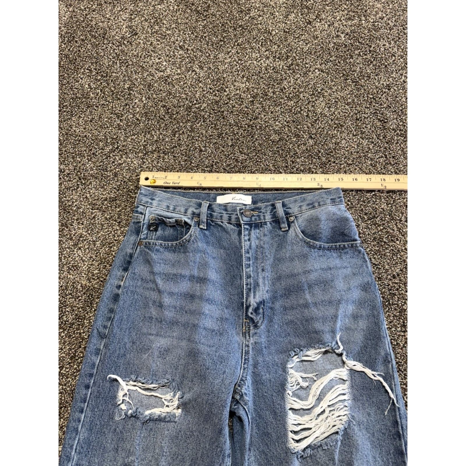 Vintage Kancan Jeans Women's Jeans Size 9 Blue Denim 9/28 Straight Destroyed Distressed Size 30" / US 8 / IT 44 - 5 Thumbnail