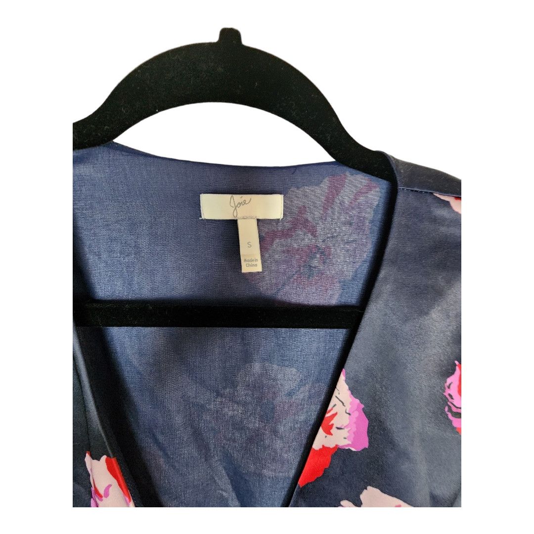 Joie Joie Miltona Navy Blue Floral Midi Wrap Dress Size Small Size S / US 4 / IT 40 - 3 Thumbnail