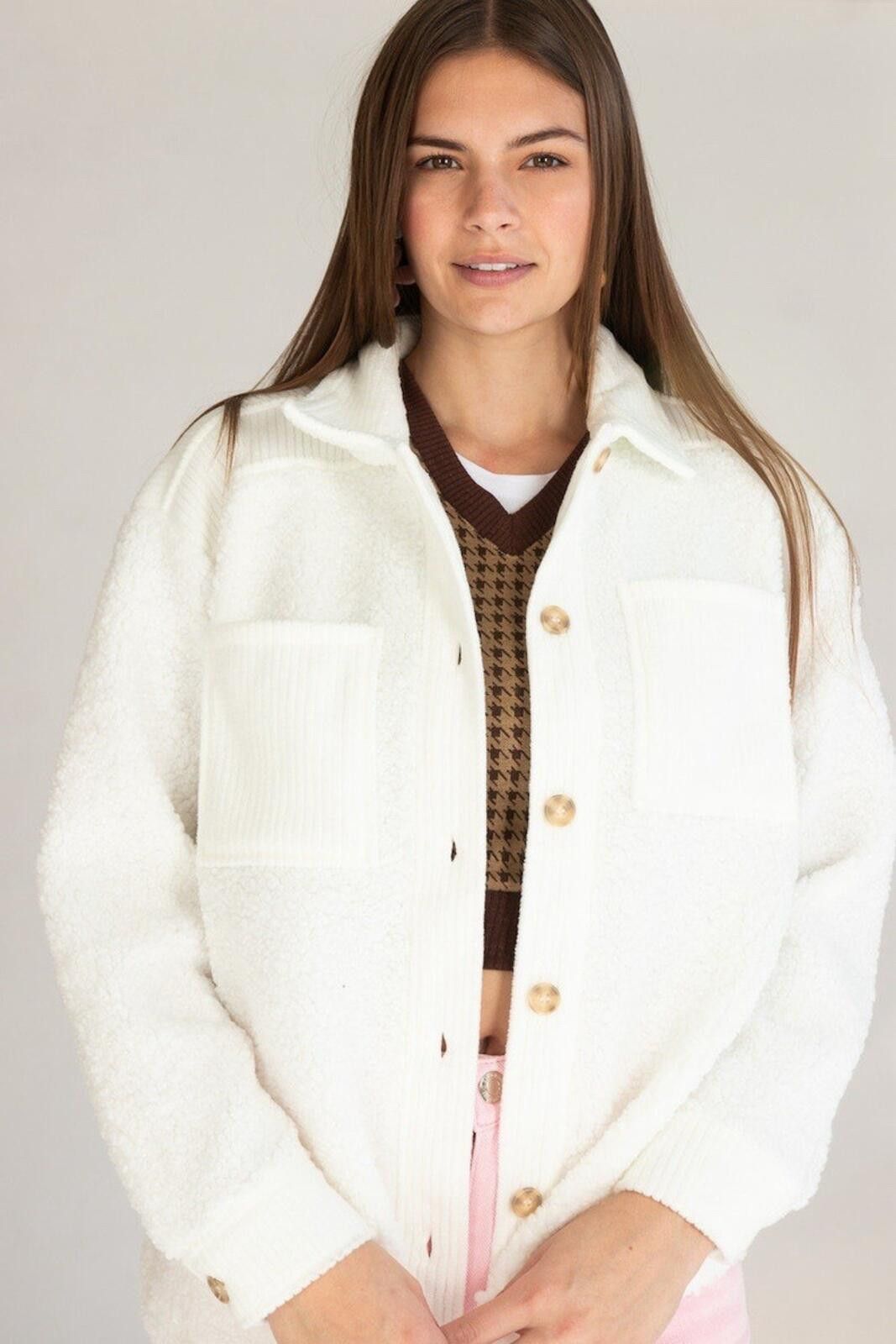 Other No Comment Contrast Sherpa Shacket Fleece Jacket Oversized Size L / US 10 / IT 46 - 2 Thumbnail