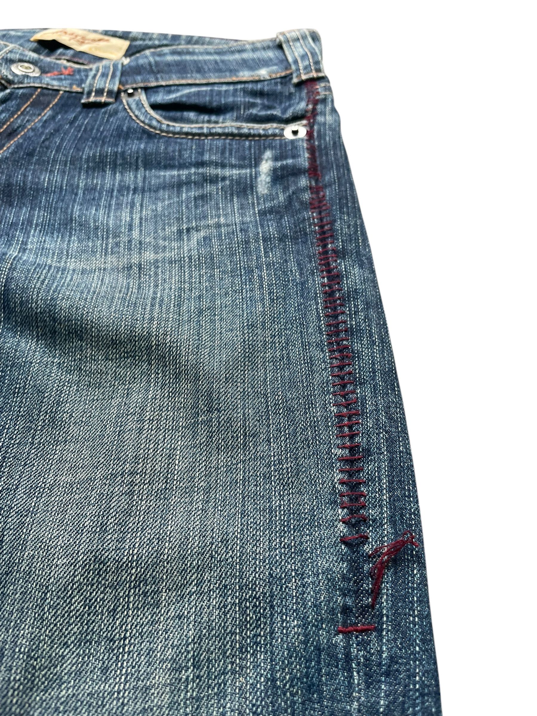Japanese Brand Flare Honey Suckle Rose Distresed Denim Size 28" / US 6 / IT 42 - 5 Thumbnail