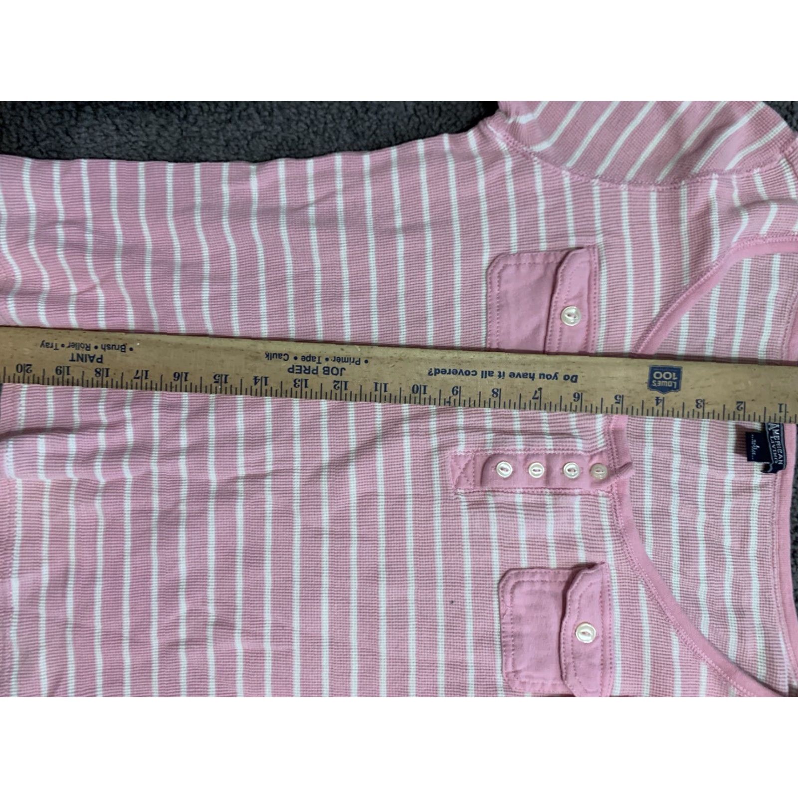 Vintage VINTAGE American Living Women Shirt L Pink White Striped Pocket Long Sleeve Henley Size L / US 10 / IT 46 - 5 Thumbnail