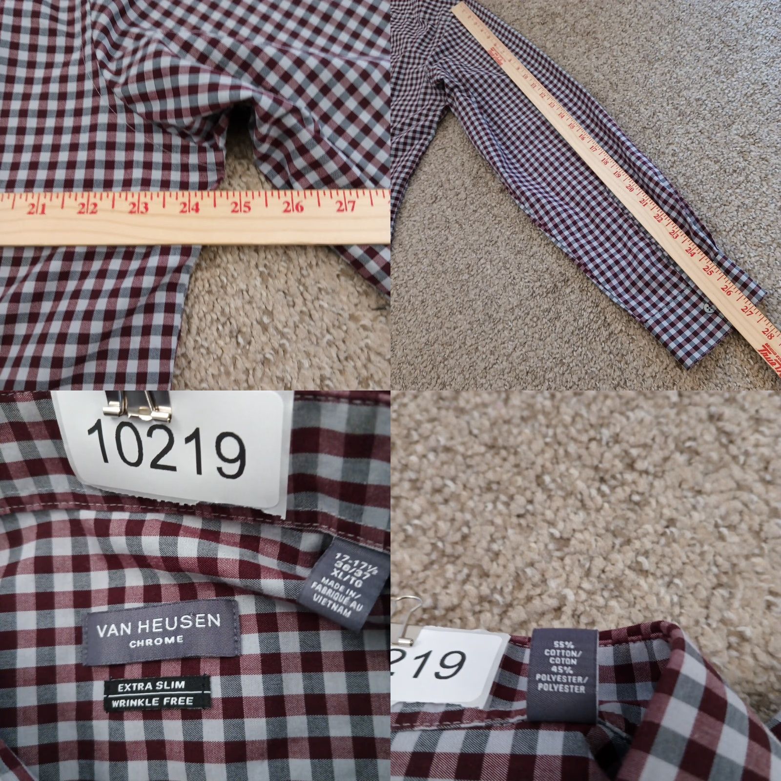 Van Heusen Van Heusen Shirt Mens XL Extra Slim Purple Plaid Long Sleeve Button Up Size US XL / EU 56 / 4 - 8 Thumbnail