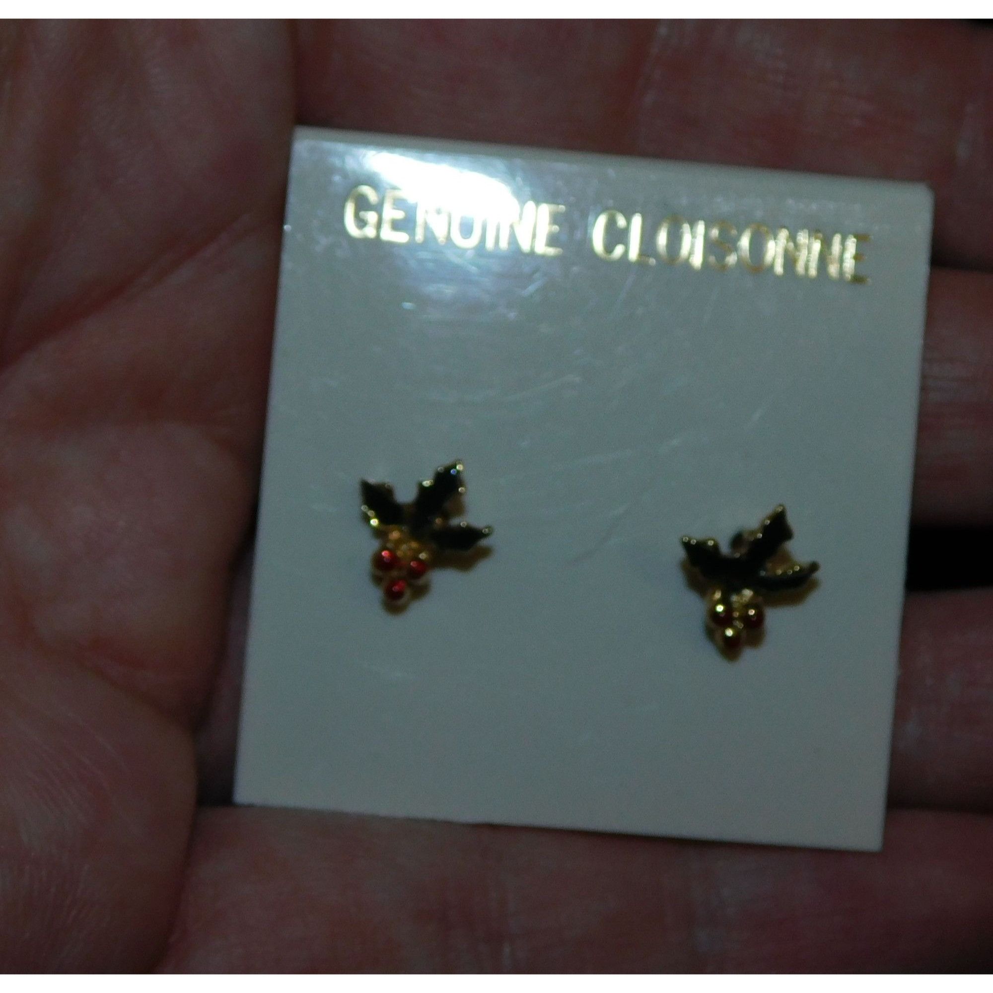 Other Vintage Genuine Cloisonne Holly Berry Post Earrings Size ONE SIZE - 5 Thumbnail