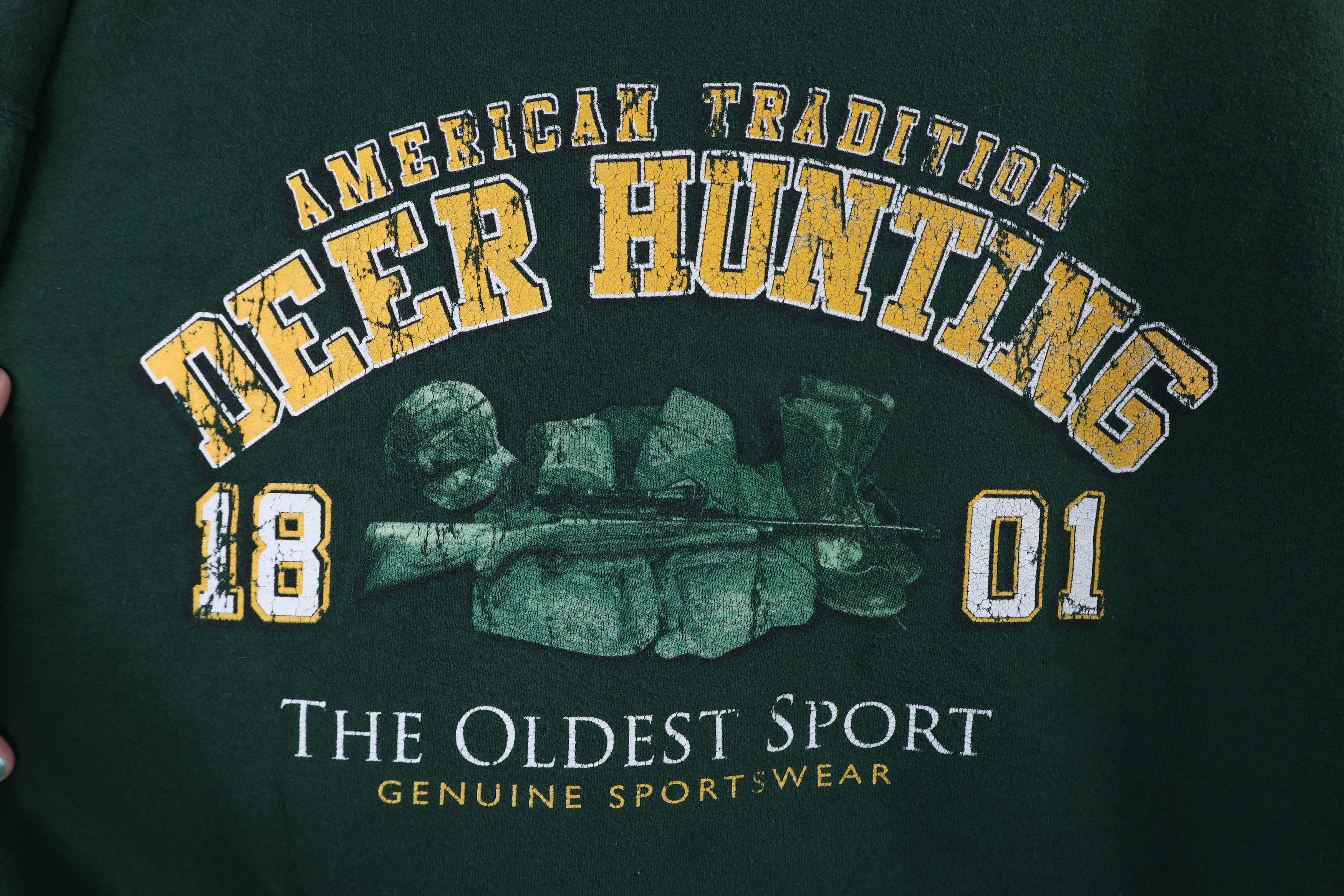 Vintage Vintage 90s Streetwear Out Deer Hunting Sweatshirt Green Size US XXL / EU 58 / 5 - 5 Thumbnail