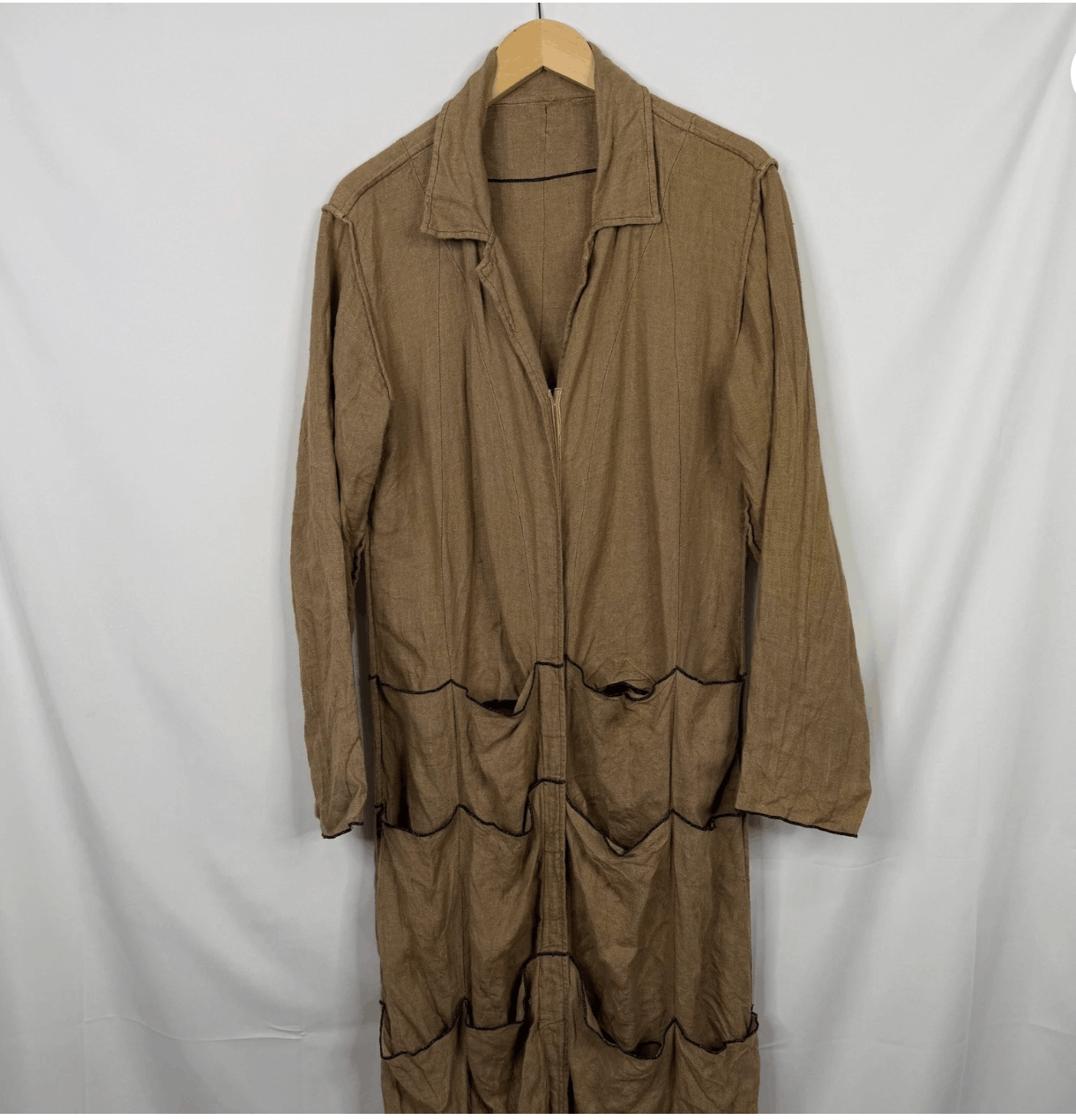 Other Avant Garde 100% Linen Multi Pocket Long Coat Size S / US 4 / IT 40 - 3 Thumbnail