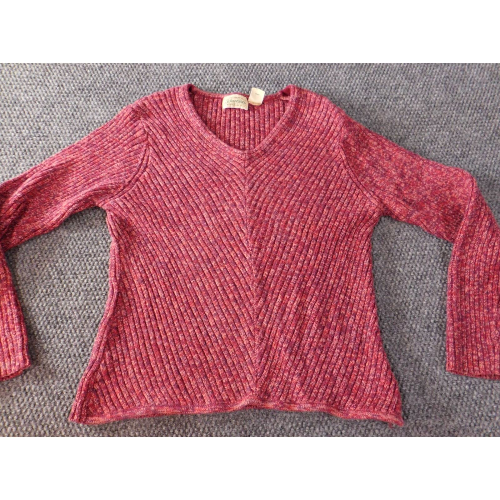 Vintage St.John's Bay Womens Pullover Sweater V-Neck XL Pink Knit Cotton Solid Stretch Size XL / US 12-14 / IT 48-50 - 2 Thumbnail