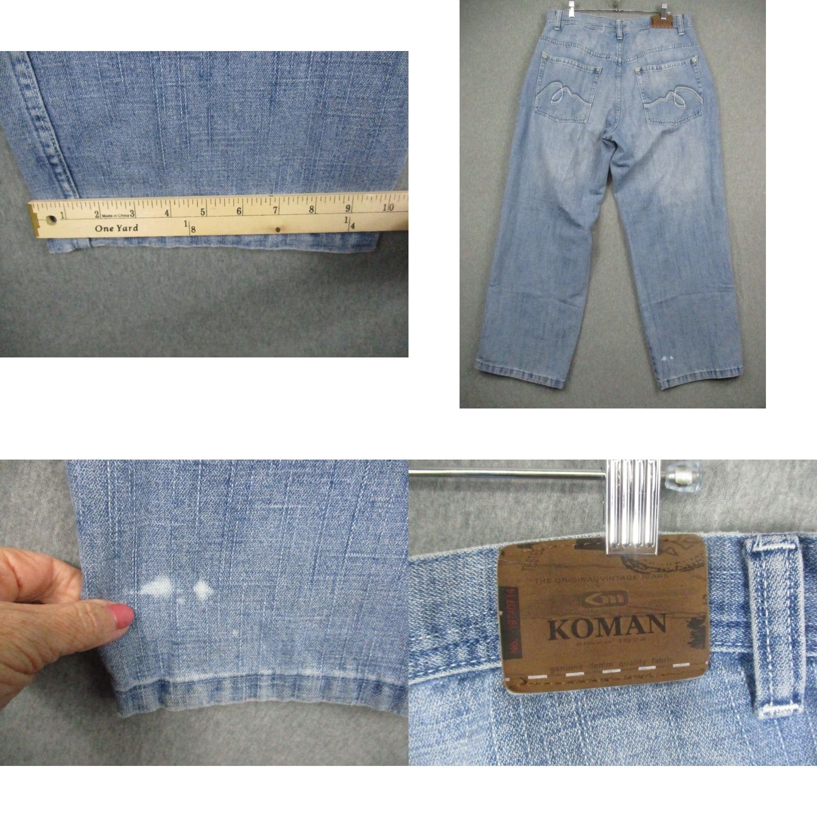 Vintage Koman Jeans 34x30 Men’s Baggy Wide-Leg Distressed Hip Hop Y2K Denim 5-Pocket Logo Button Zipper Pockets尺 Size US 34 / EU 50 - 8 Thumbnail