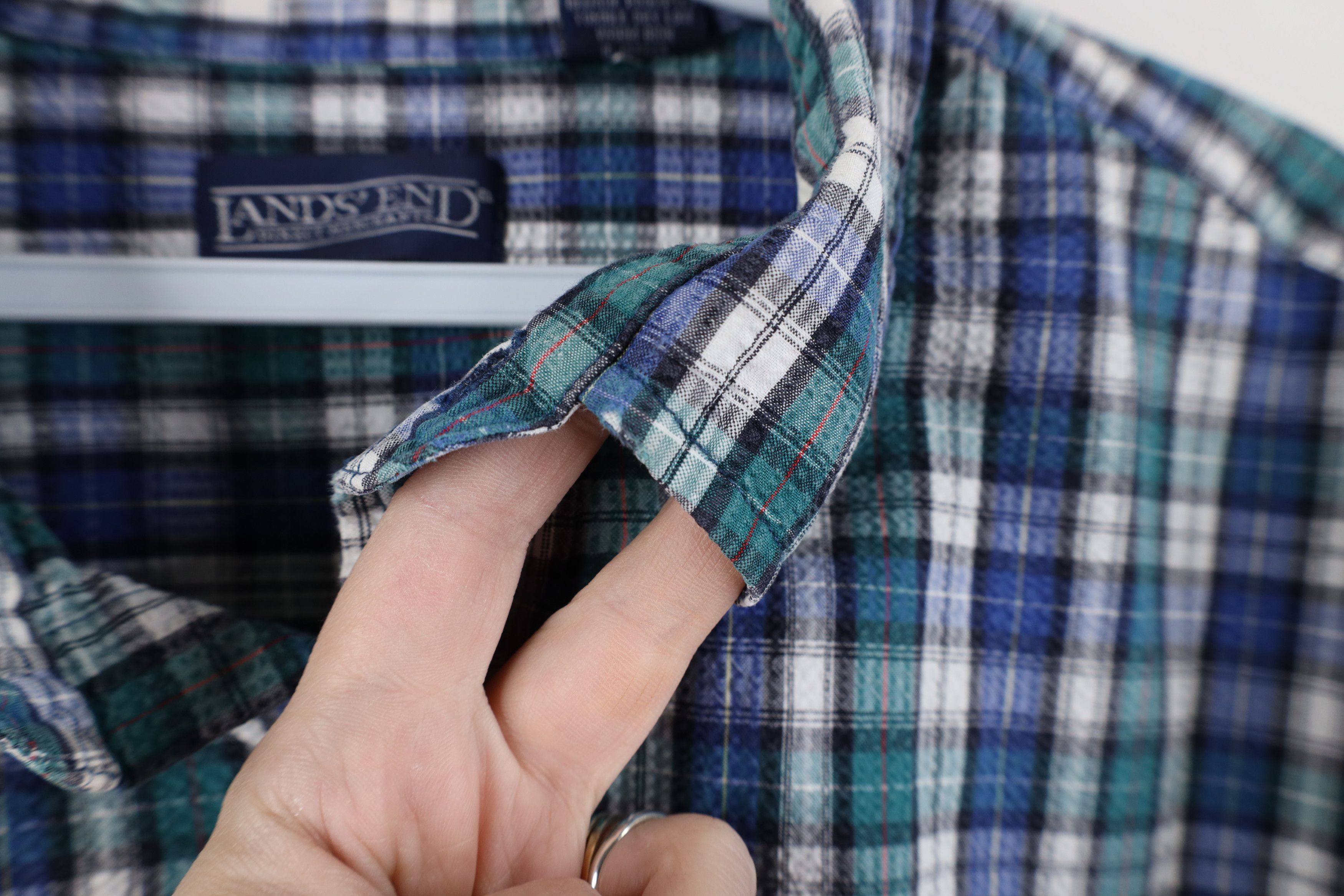Lands' End Vintage 90s Lands End Sucker Short Sleeve Button Down Shirt Size US XL / EU 56 / 4 - 7 Thumbnail
