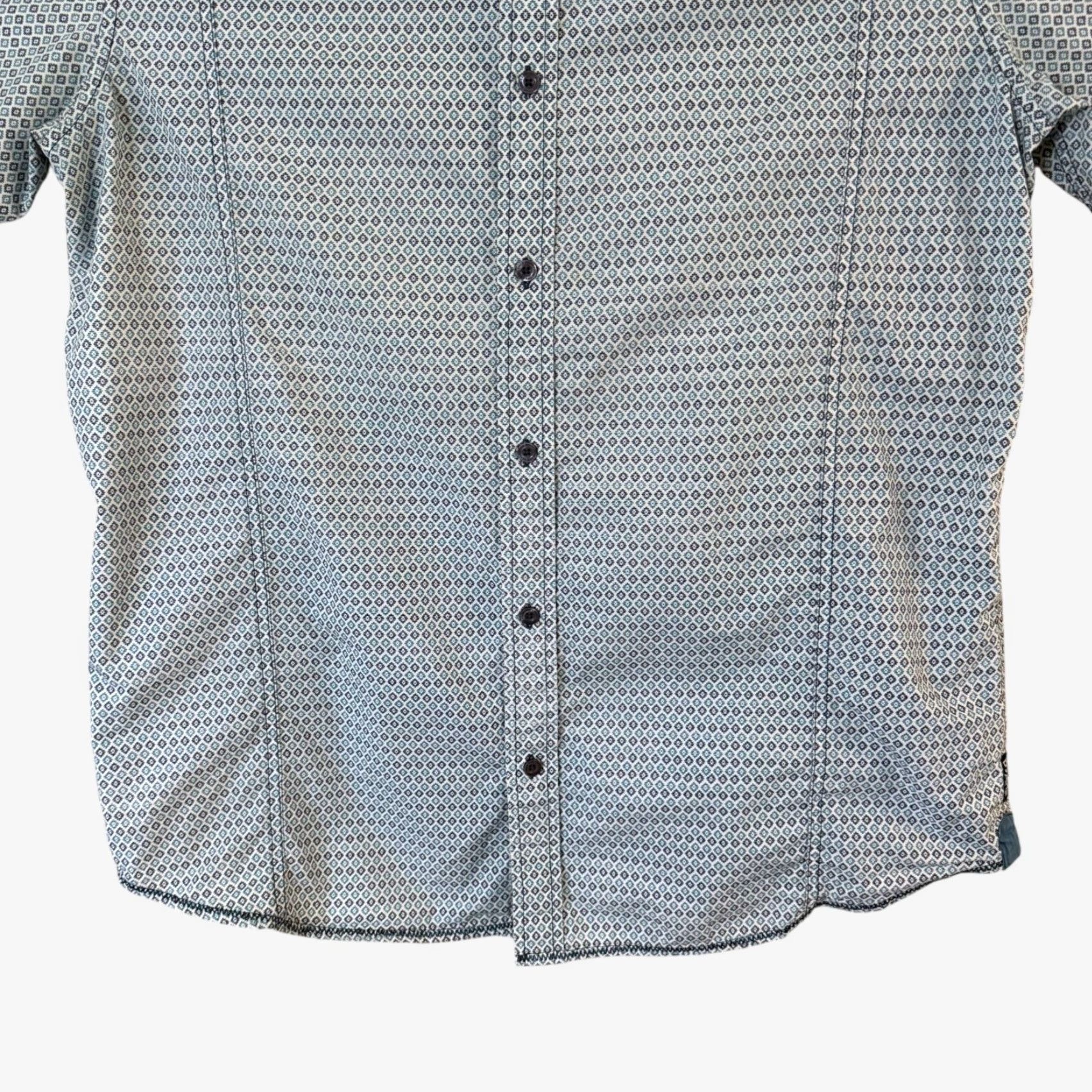 Prana prAna Button-Up Shirt Blue XL Mens Short-Sleeve Geometric Organic Cotton Travel Classic City Nature Outdoor Preppy All Seasons Holiday Size US XL / EU 56 / 4 - 6 Thumbnail