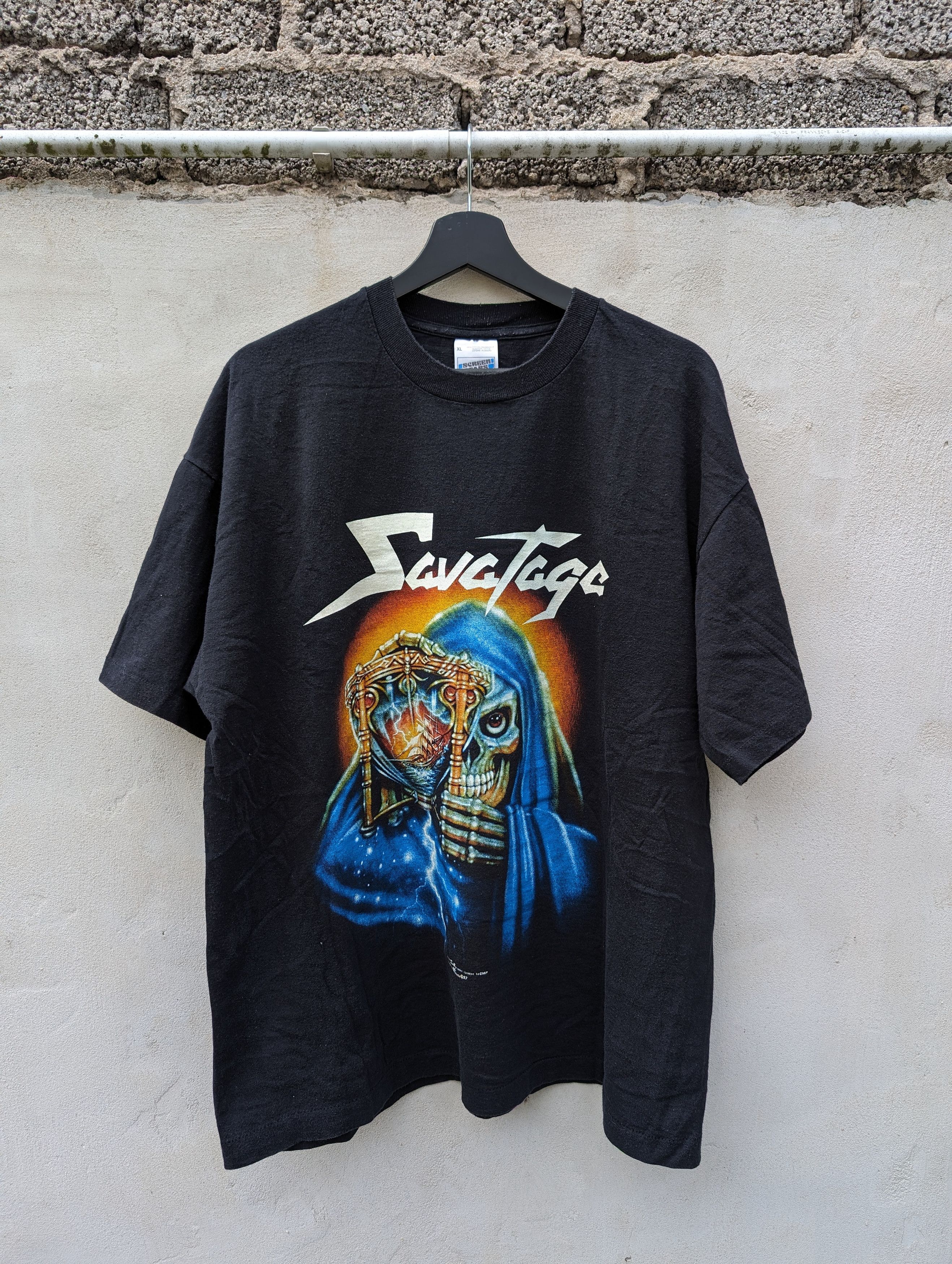 Image of Band Tees Savatage European Tour 1997 Shirt Vintage in Black, Men's (Size XL)