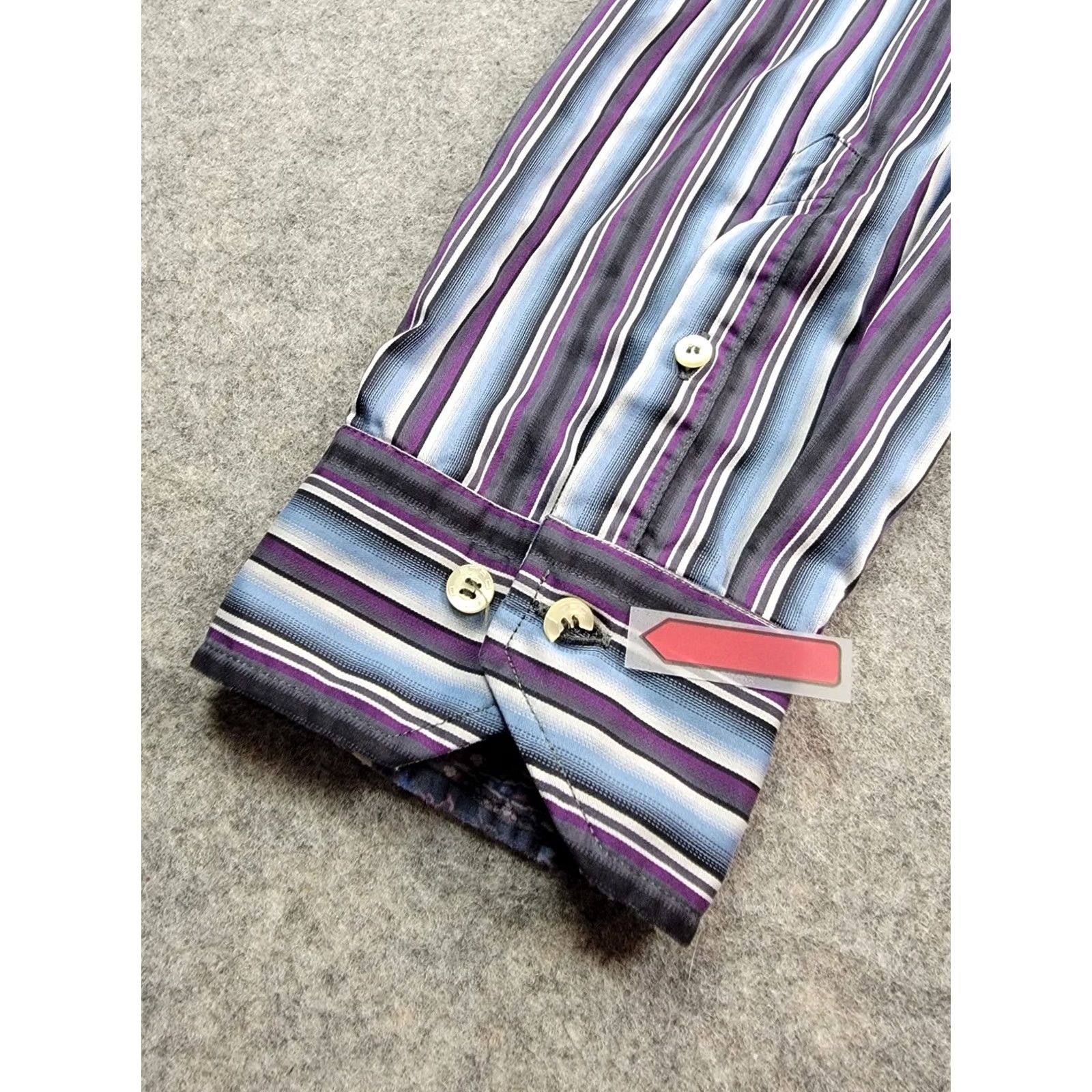 Etro Etro Milano Shirt Mens 42 Blue Purple Stripe Button Down Made in Italy Shirt Button-Up Casual Career Modern Designer Mens Size US XL / EU 56 / 4 - 7 Thumbnail