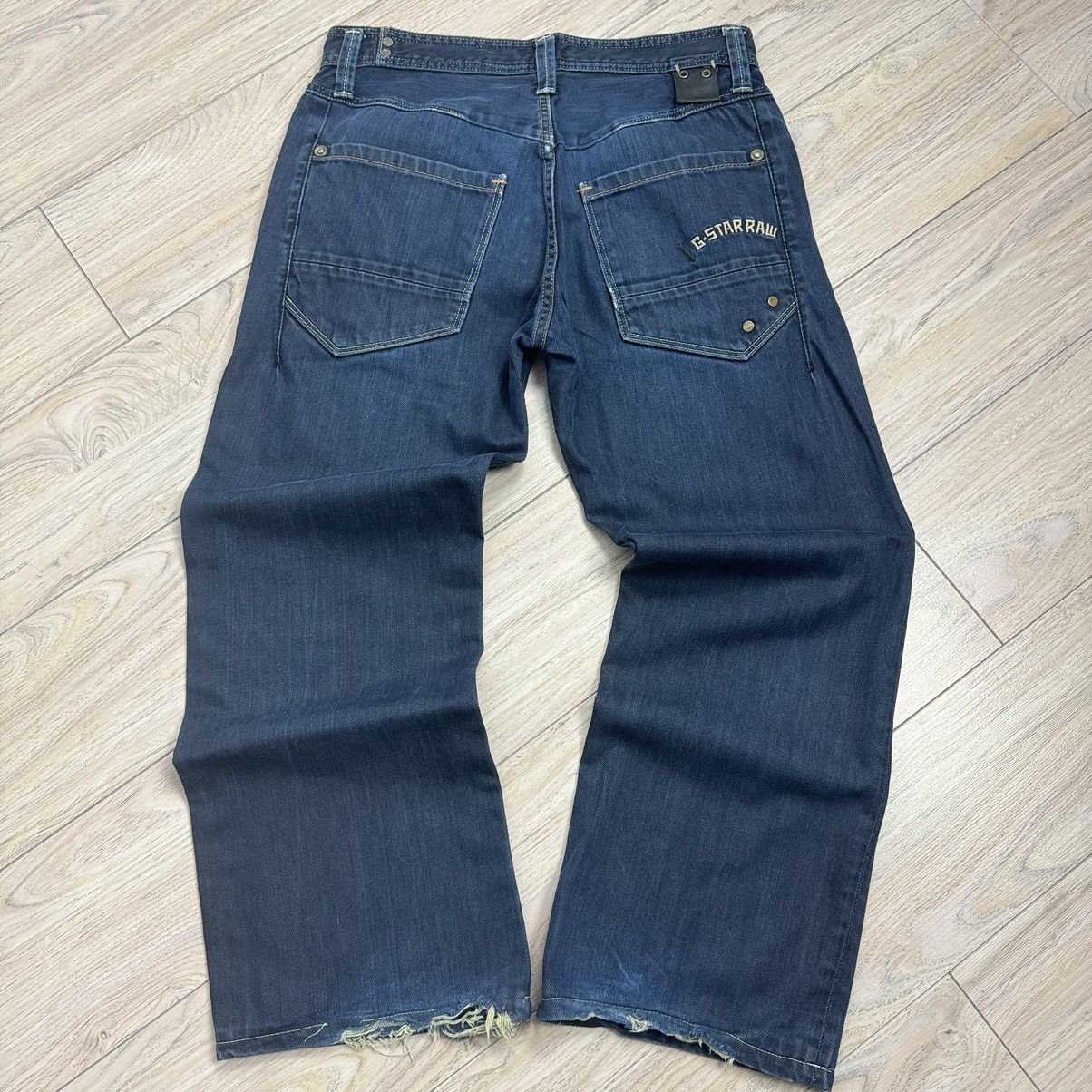 G-Star Vintage G-Star Raw 3301 Distressed Dark Y2K Baggy Denim Jean Size US 31 - 14 Thumbnail