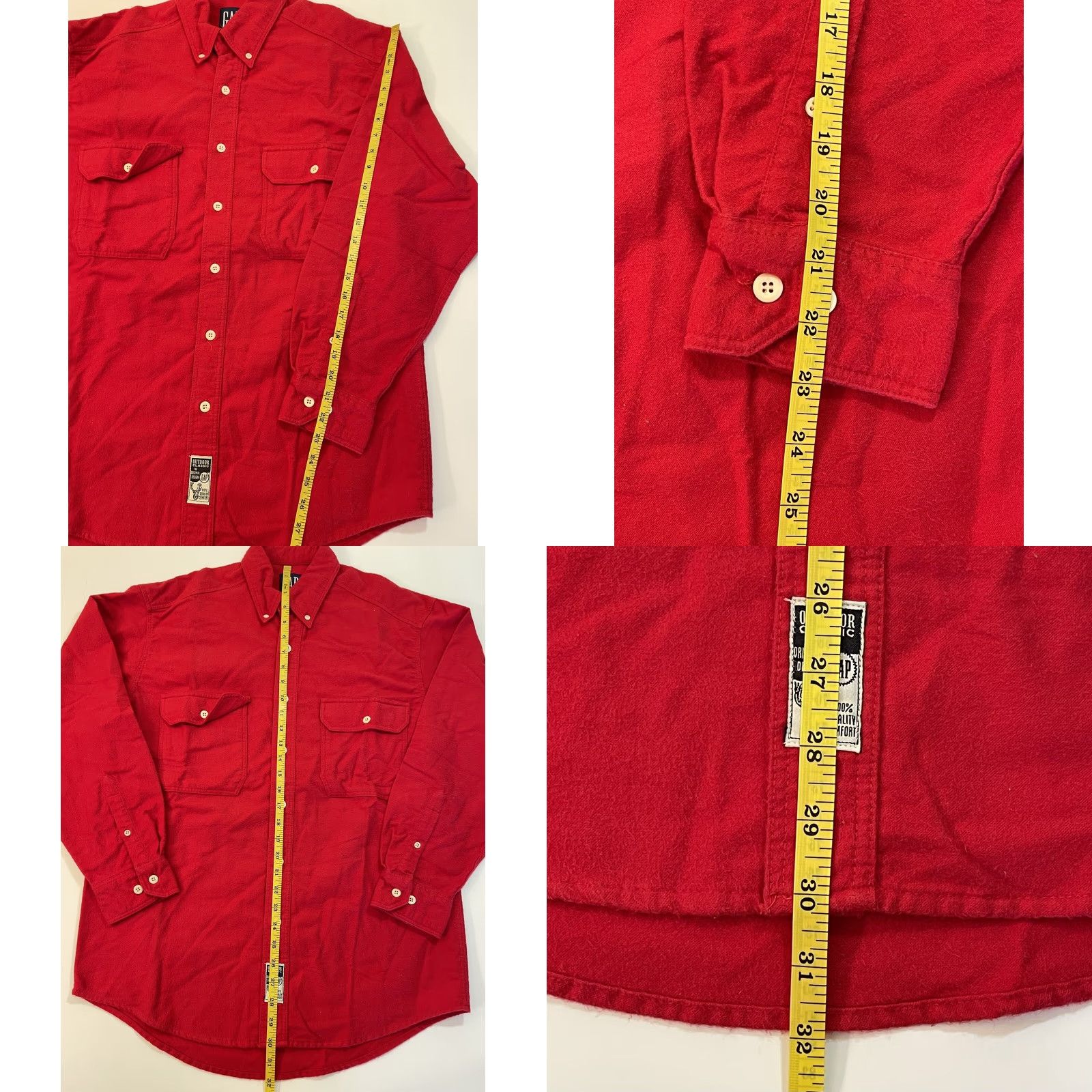 Gap VINTAGE Gap 90s Flannel Shirt Mens Medium Red Heavyweight Button-Up Outdoor Size US M / EU 48-50 / 2 - 8 Thumbnail
