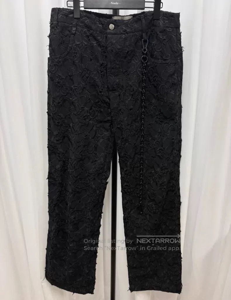 Song For The Mute Song For The Mute Black Embroidered Floral Trousers Size US 34 / EU 50 - 1 Thumbnail