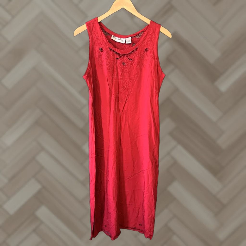 Vintage Jane Ashley Womens Red Sleeveless Maxi Slip Dress L Size L / US 10 / IT 46 - 1 Thumbnail