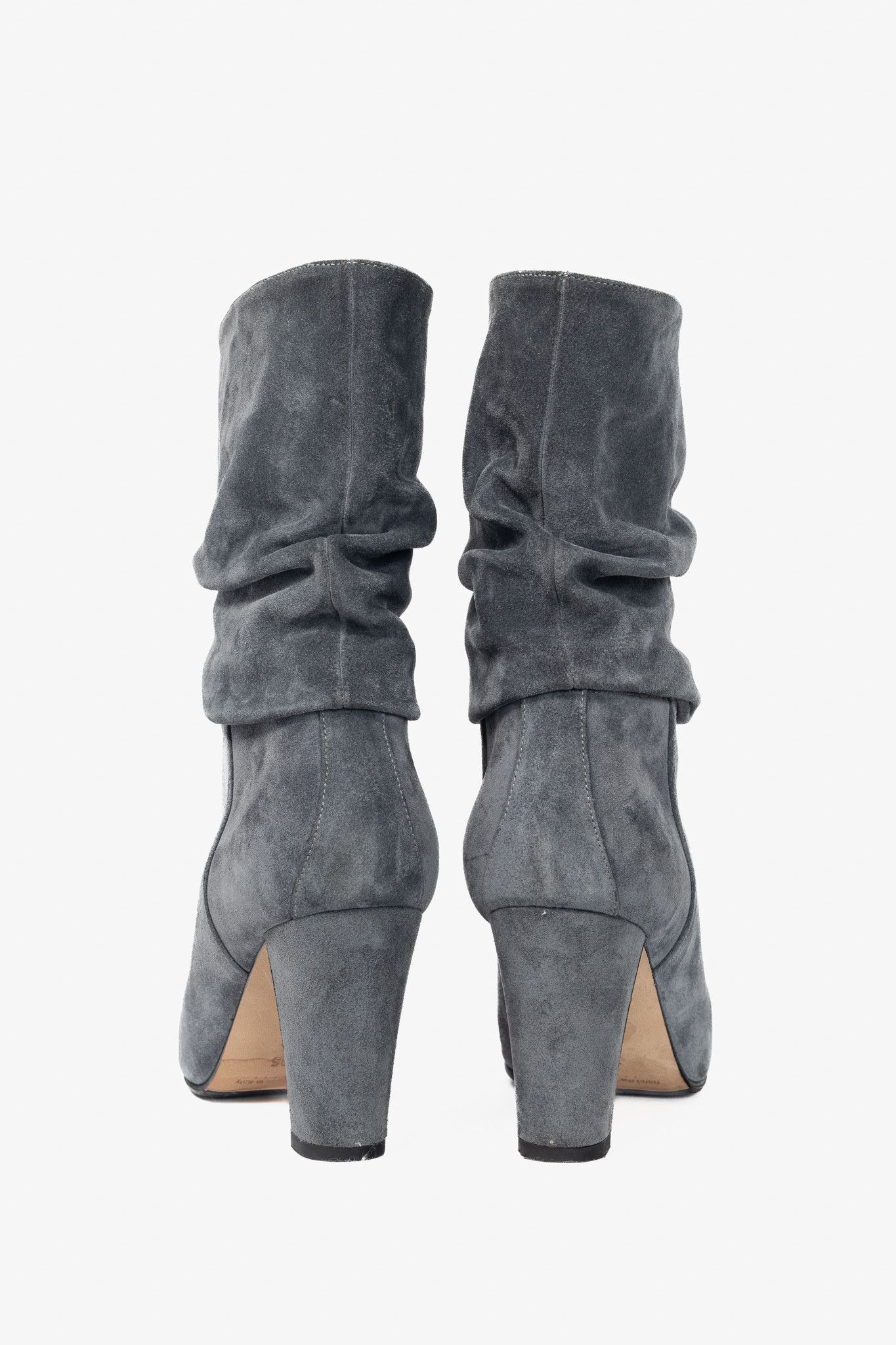 Manolo Blahnik Manolo Blahnik Shushan Grey Suede Slouchy Mid-Calf Boots Size US 4.5 / IT 34.5 - 3 Thumbnail