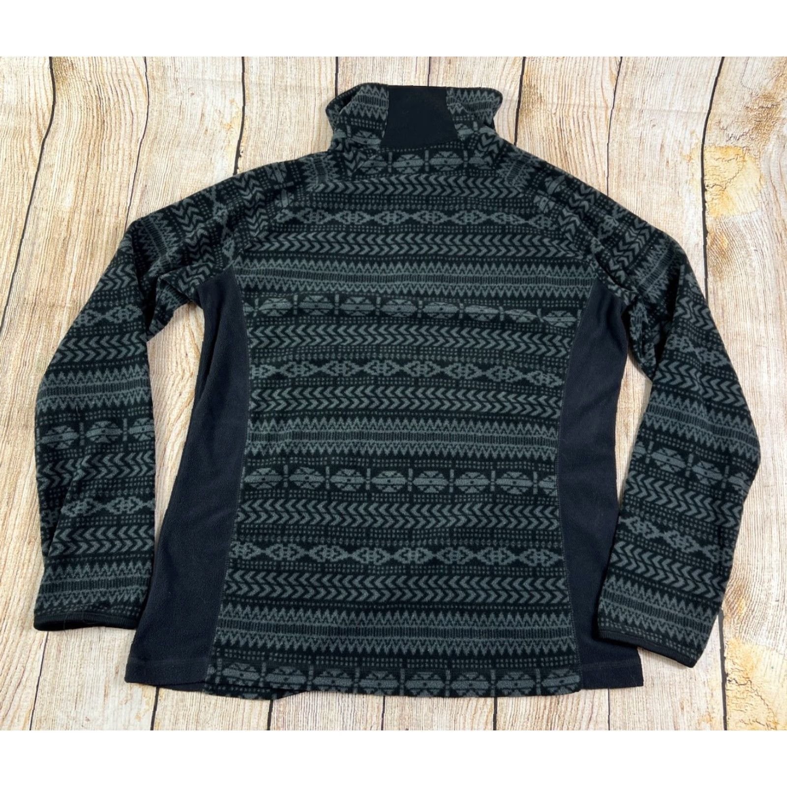 Vintage VINTAGE Women’s Columbia Fleece 1/4 Zip Pullover Sweater Black Aztec Print Large L Womens Size L / US 10 / IT 46 - 2 Thumbnail