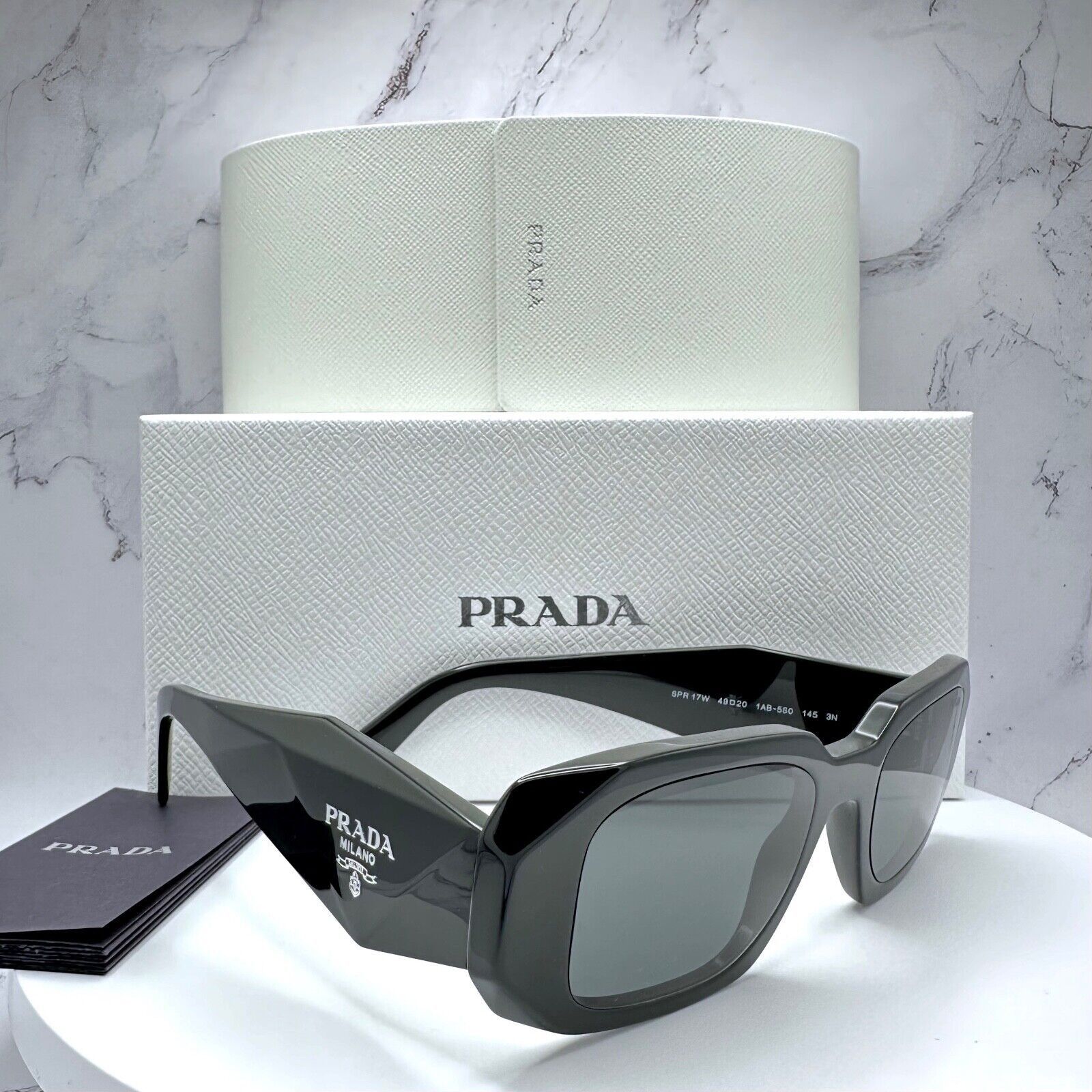 PRADA Sunglasses Black Acetate PR 17WS Symbole Authentic