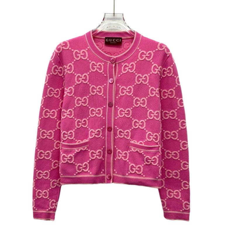 Other Gucci Pink logo jacquad cotton round-neck single-breasted Size M / US 6-8 / IT 42-44 - 1 Thumbnail