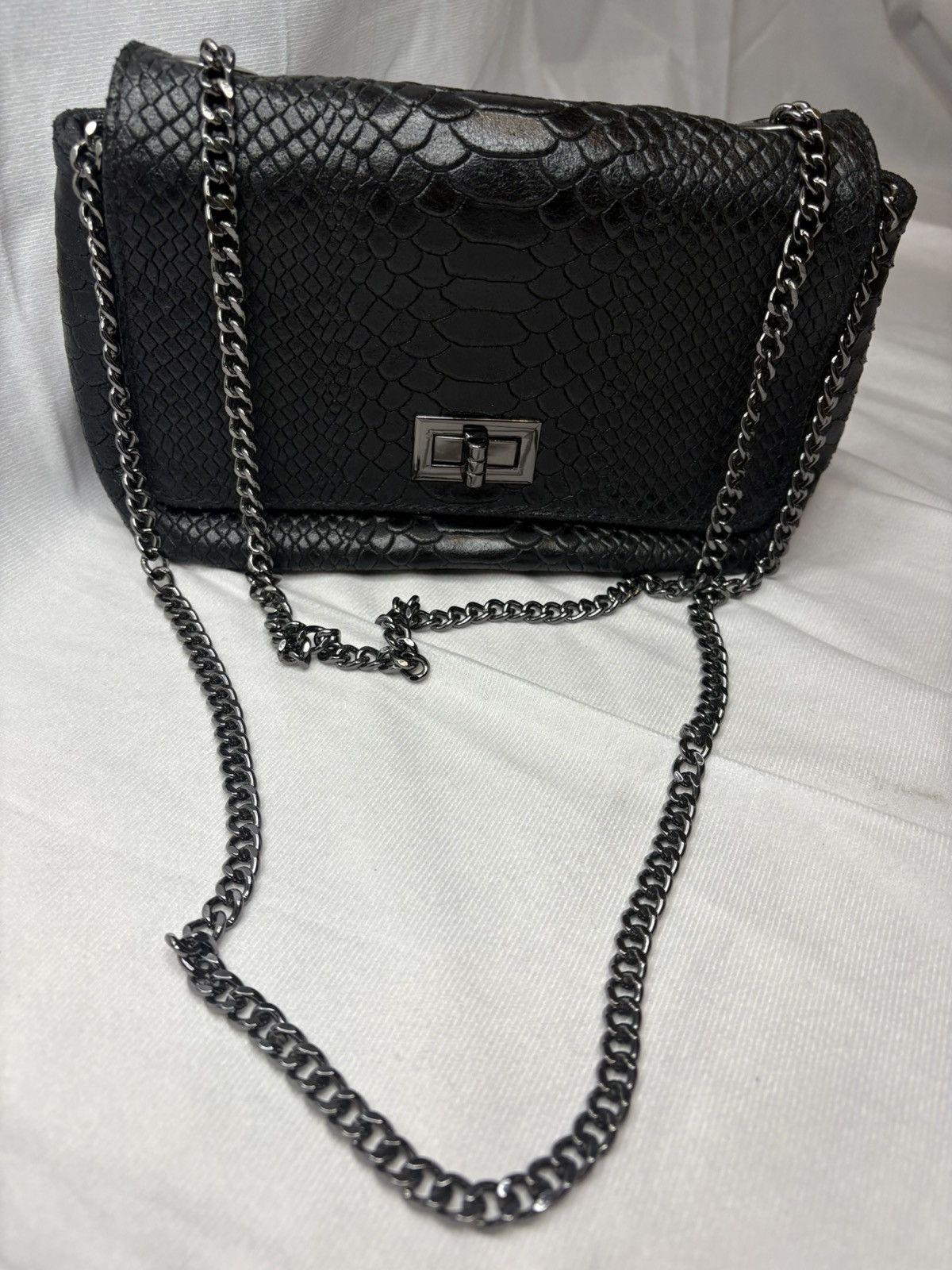 Other Black Italian Leather Snakeskin Chain Bag Size ONE SIZE - 1 Thumbnail