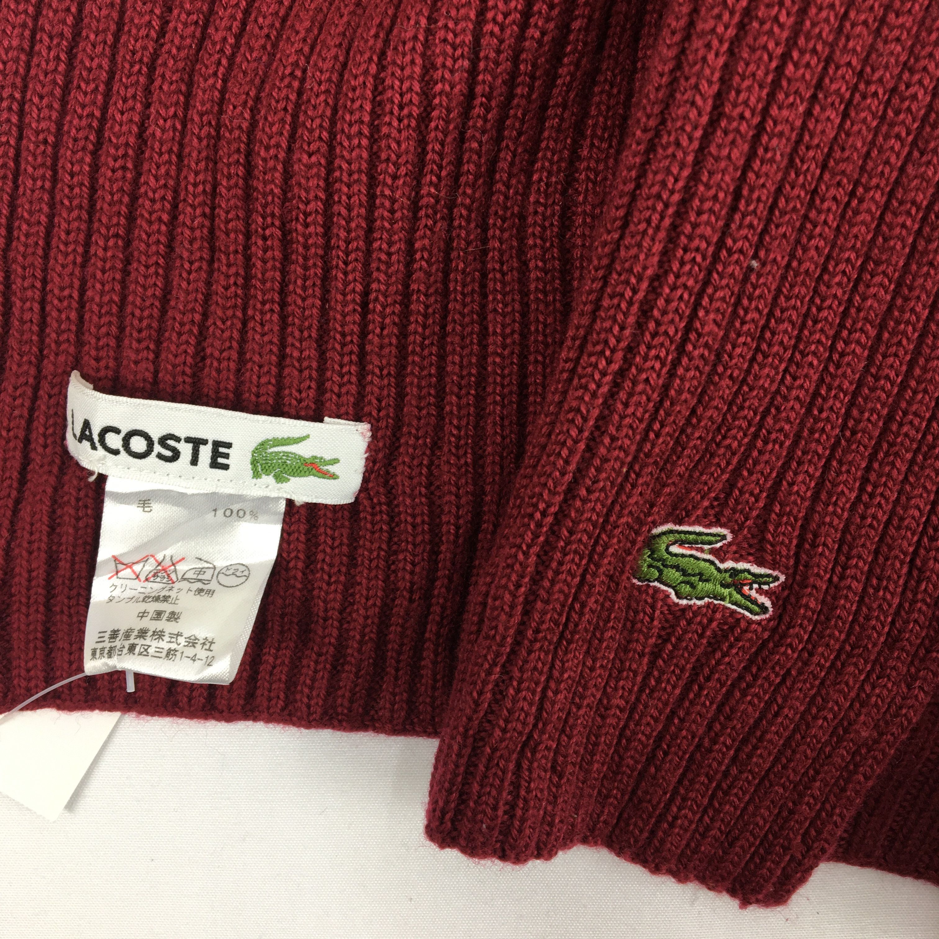 Lacoste Vintage Lacoste Muffler Wool Ribbed Scarves Size ONE SIZE - 4 Thumbnail