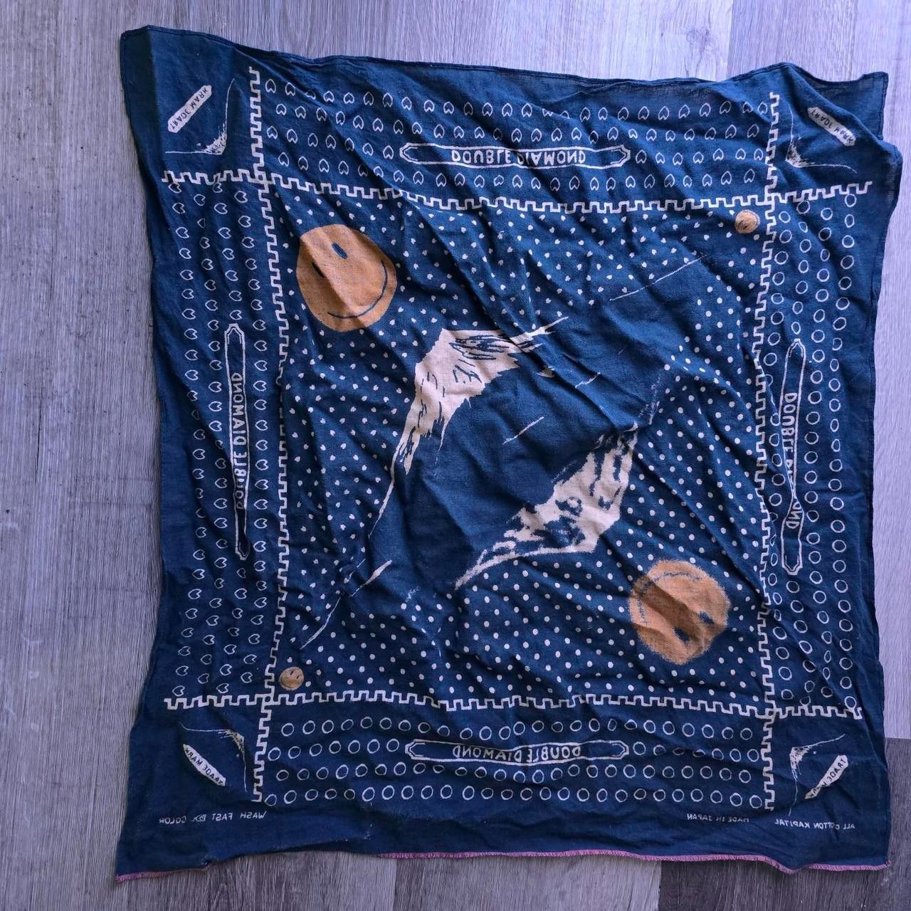 Kapital OG Kapital Mt Fuji Smiley Face Bandana Navy Blue Size ONE SIZE - 2 Thumbnail