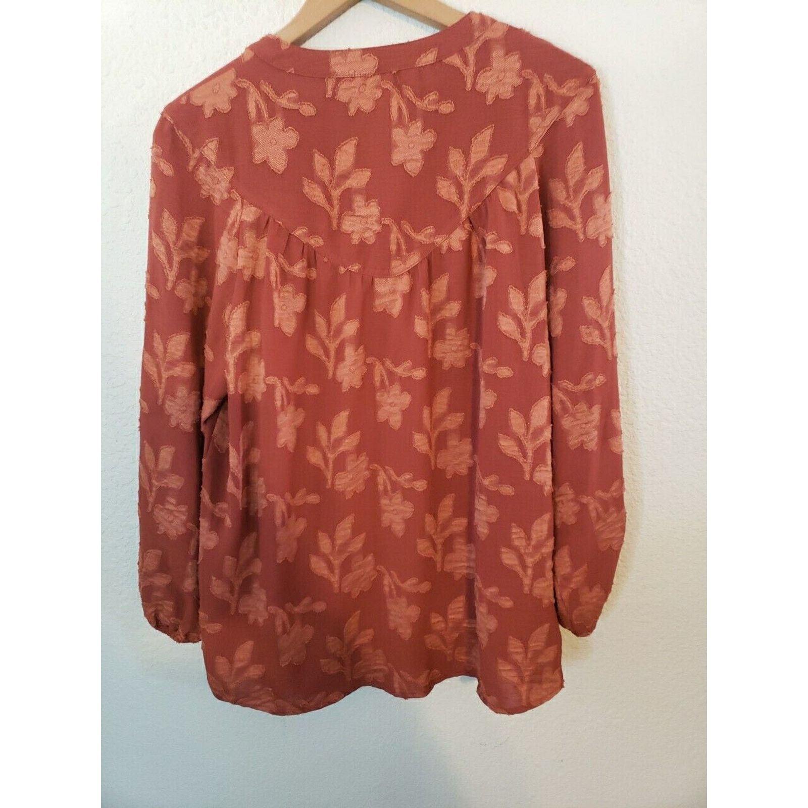 Other The Pioneer Woman Orange Floral Blouse SMALL L/S Button Top Size S / US 4 / IT 40 - 8 Thumbnail