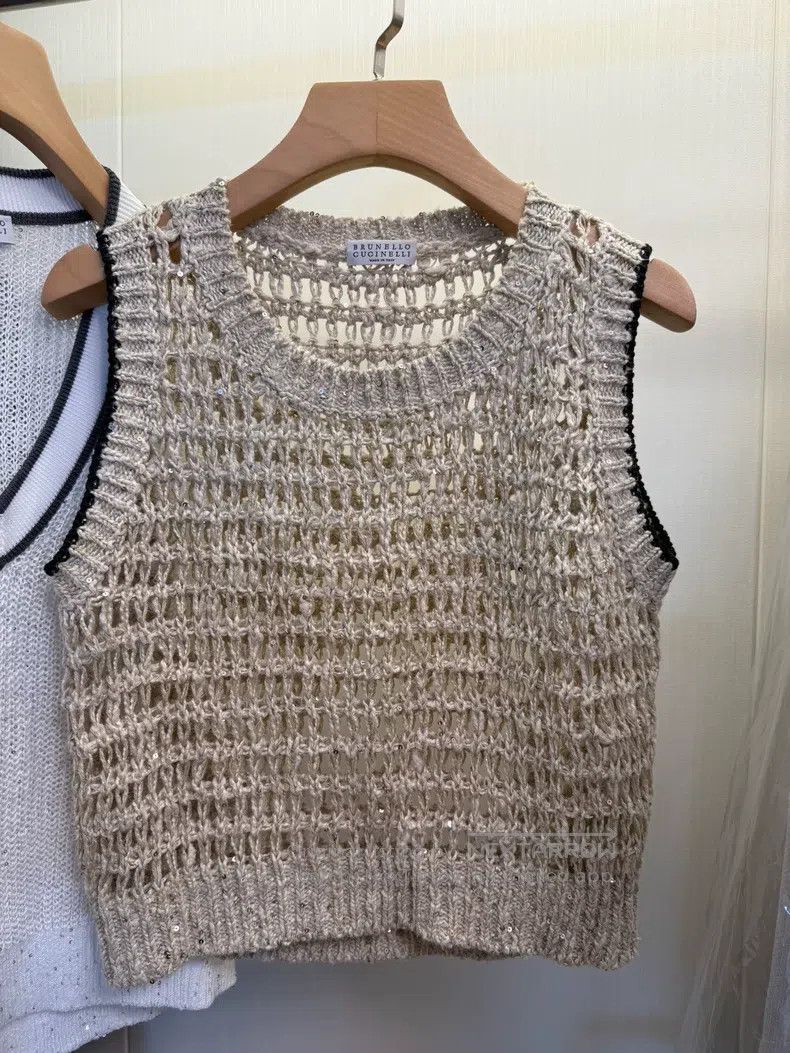 Brunello Cucinelli Brunello Cucinelli Sequined Mesh Cutout Vest Size M / US 6-8 / IT 42-44 - 5 Thumbnail