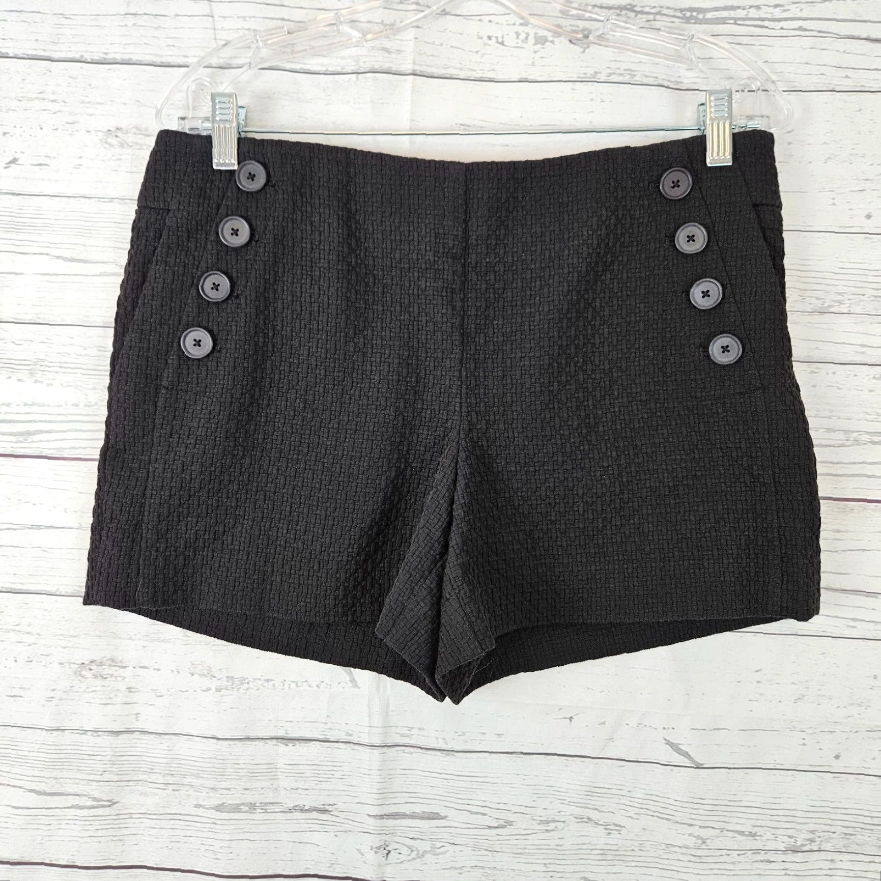 Loft LOFT Womens Riviera Shorts Sz 6 Black Mid Rise Side Zip Textured Size 28" / US 6 / IT 42 - 2 Thumbnail