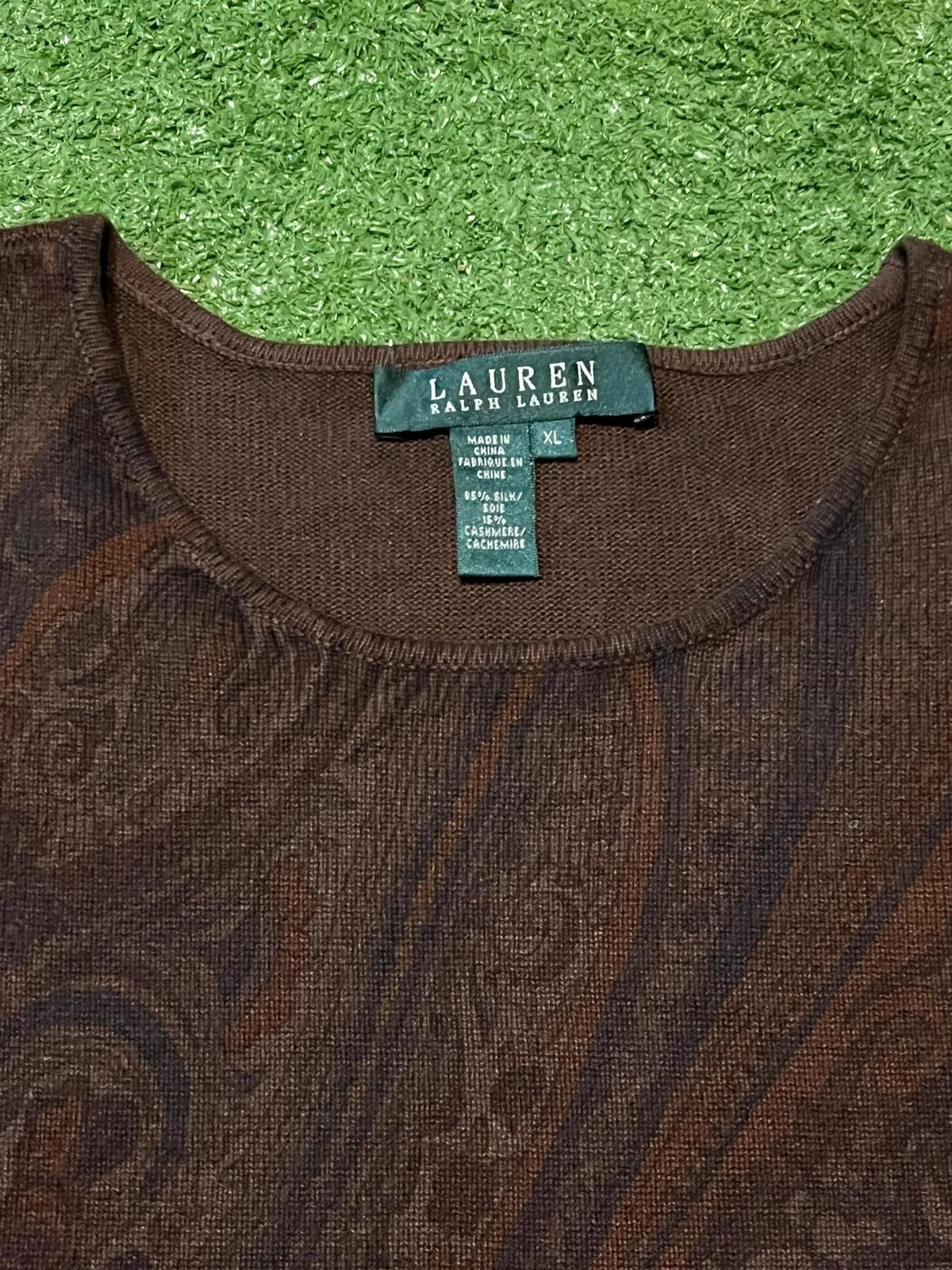 Lauren Ralph Lauren Lauren Ralph Lauren Women's Long Sleeve Top Brown Paisley Size ONE SIZE - 4 Thumbnail