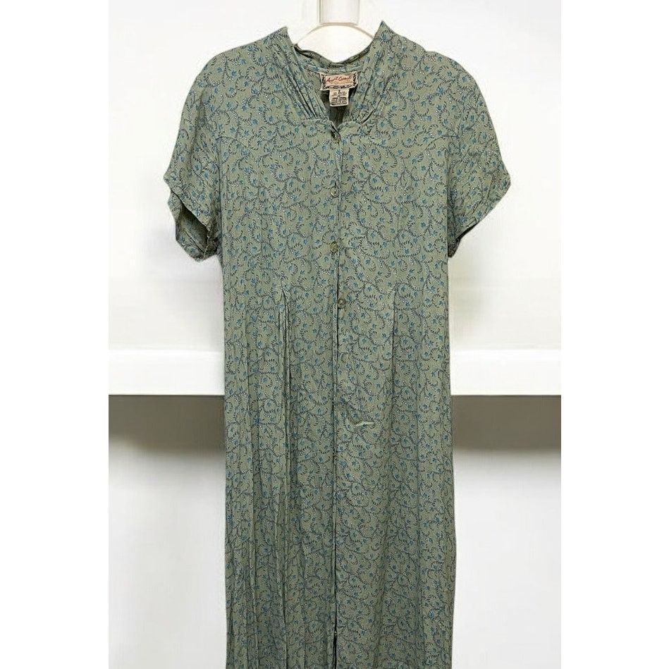 Unknown London April Cornell Long green dress Sz S Cap Sleeves Button Down Size S / US 4 / IT 40 - 2 Thumbnail