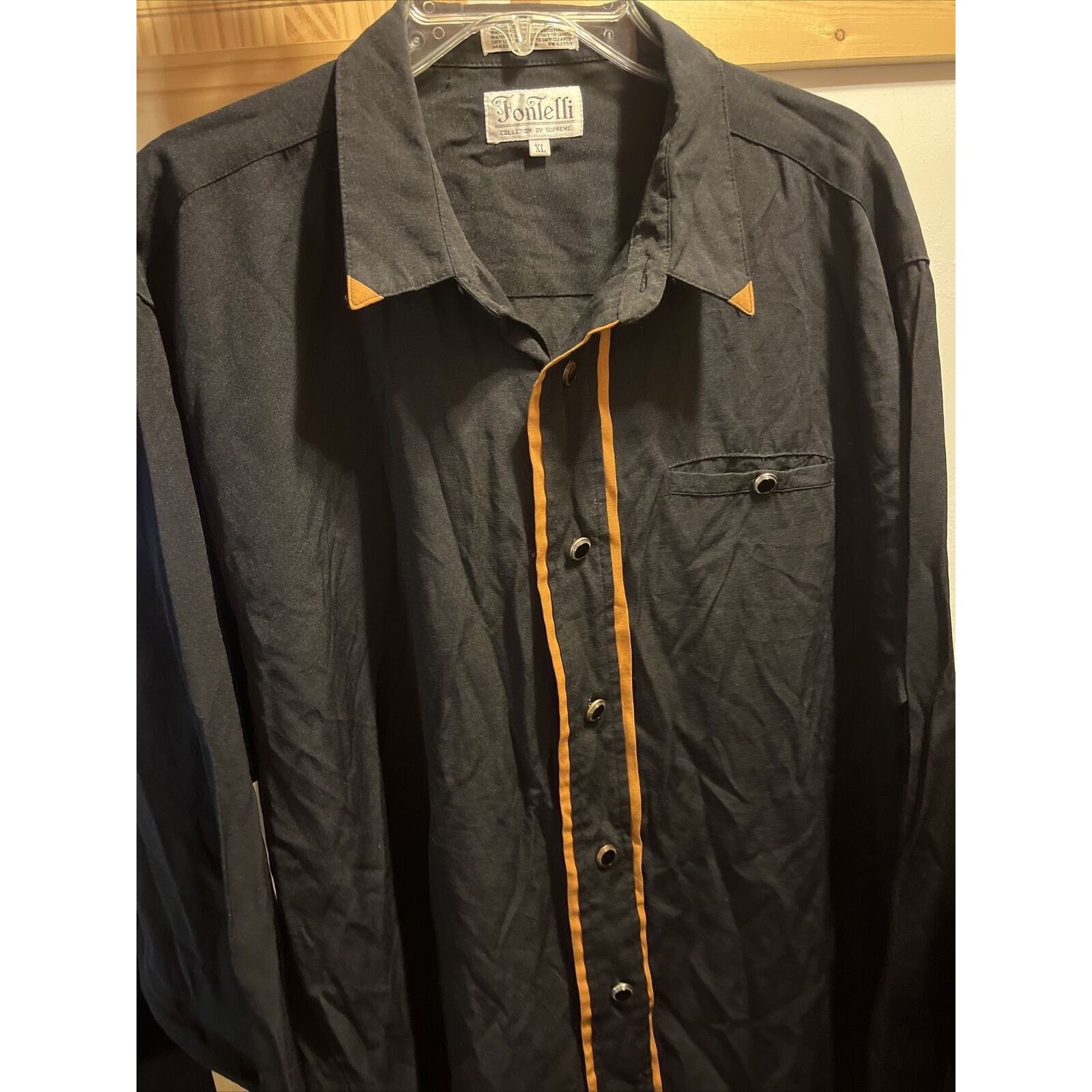 Supreme Fontelli By Supreme VTG Men’s XL Black Rayon Polyester Shirt Size US XL / EU 56 / 4 - 11 Thumbnail